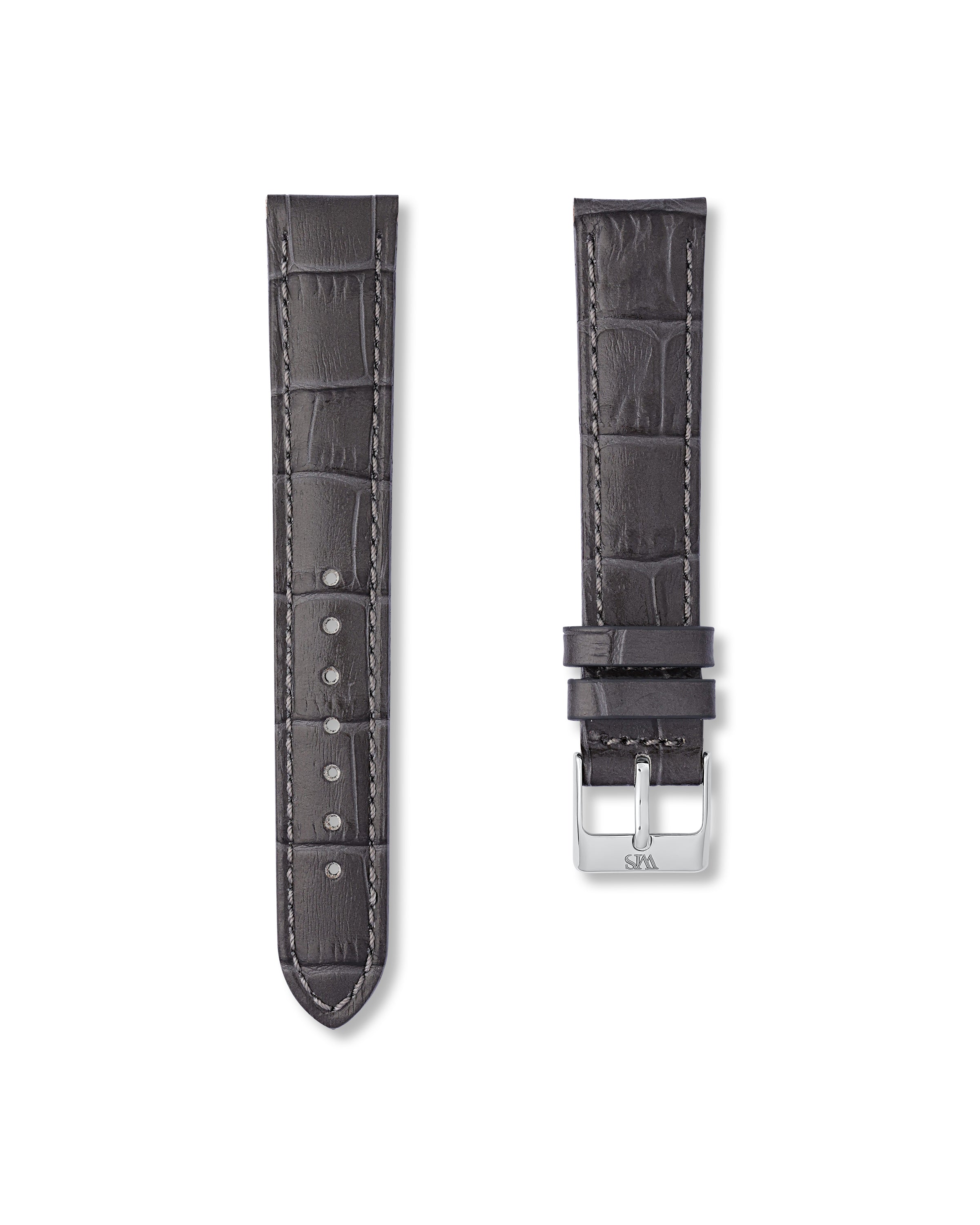 18MM Charcoal Grey Alligator Leather Watch Band | WISSTRAPS
