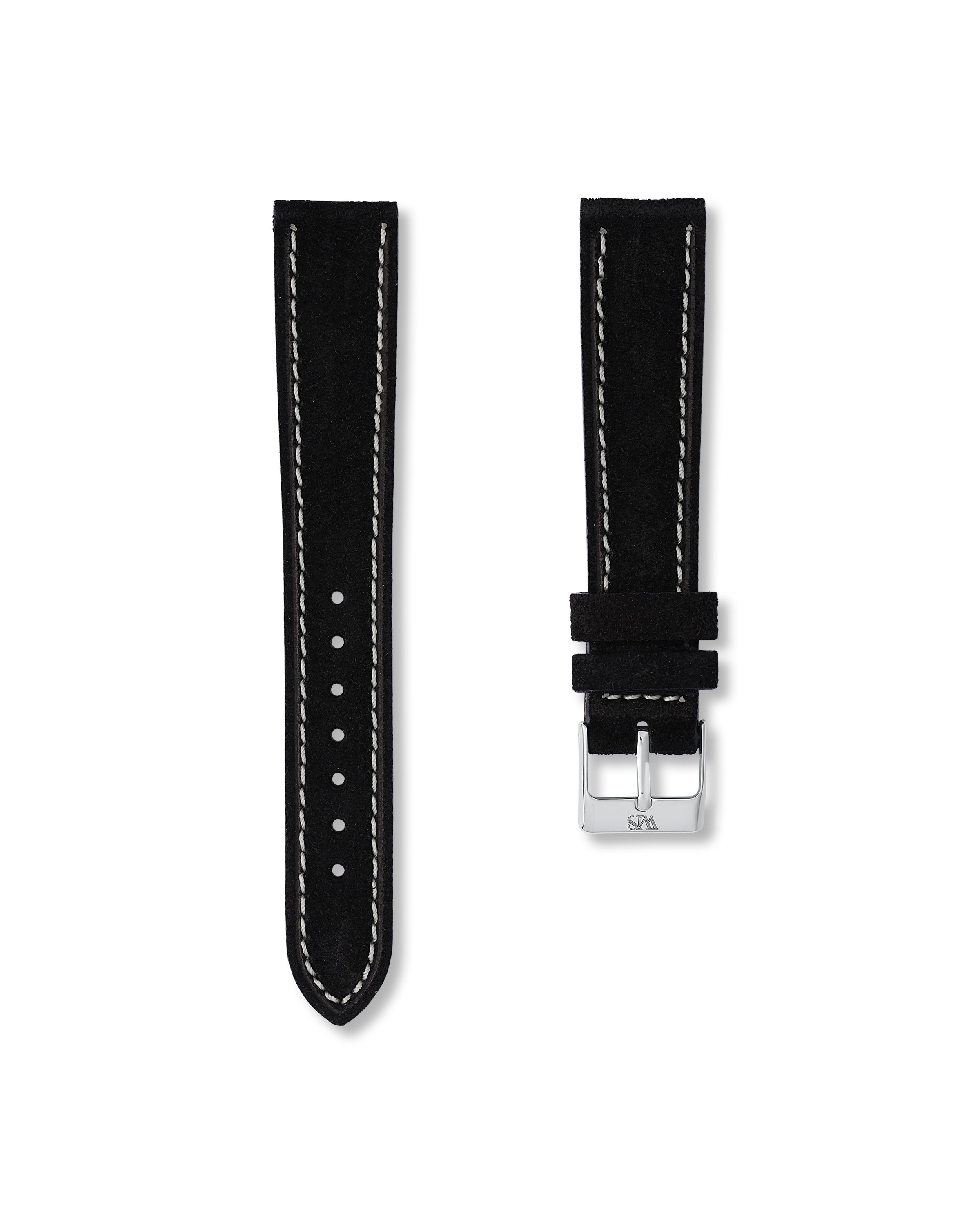 18MM Tuxedo Black Suede Leather Watch Strap | WISSTRAPS