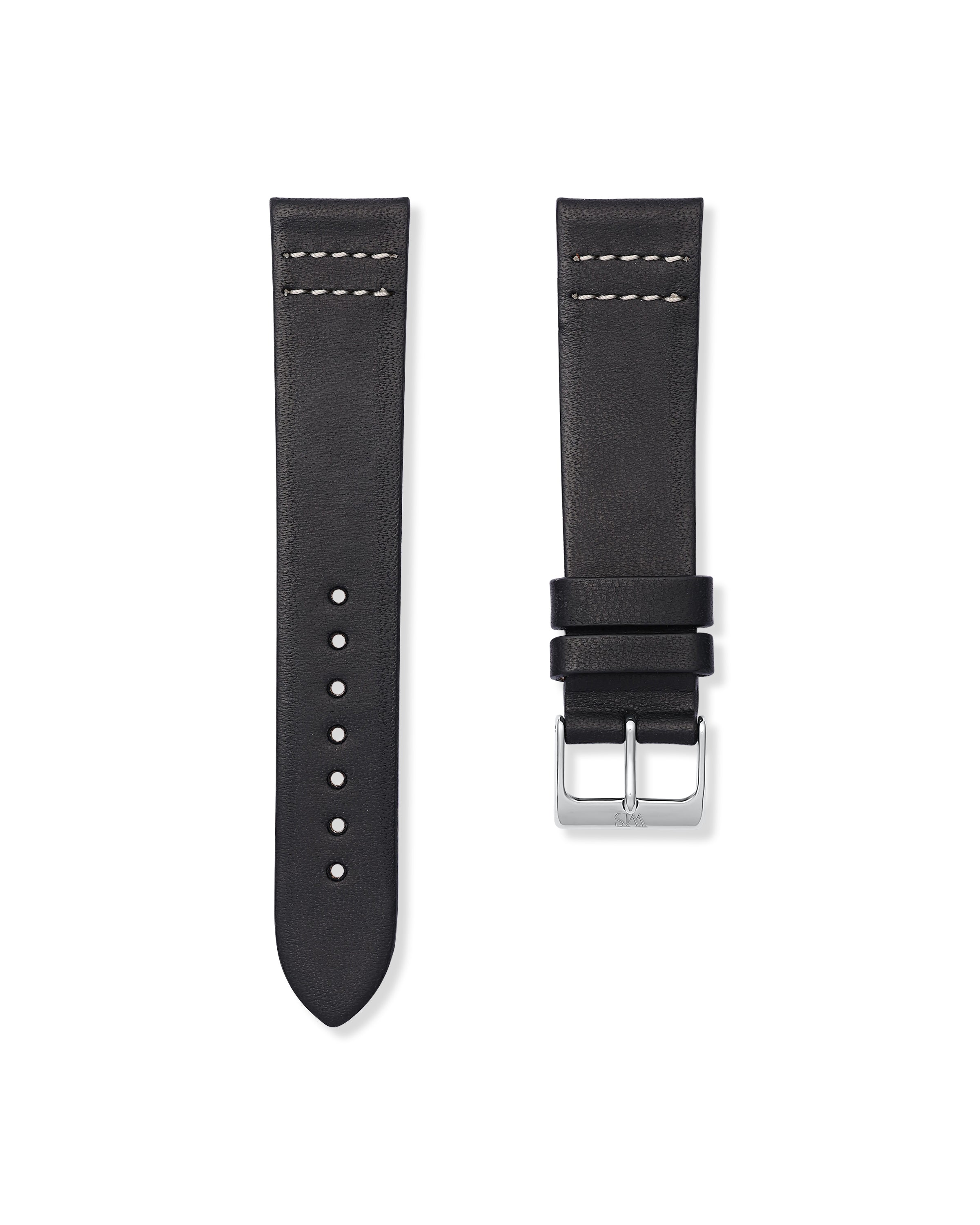 20MM Tuxedo Black White Stitched Leather Watch Strap | WISSTRAPS