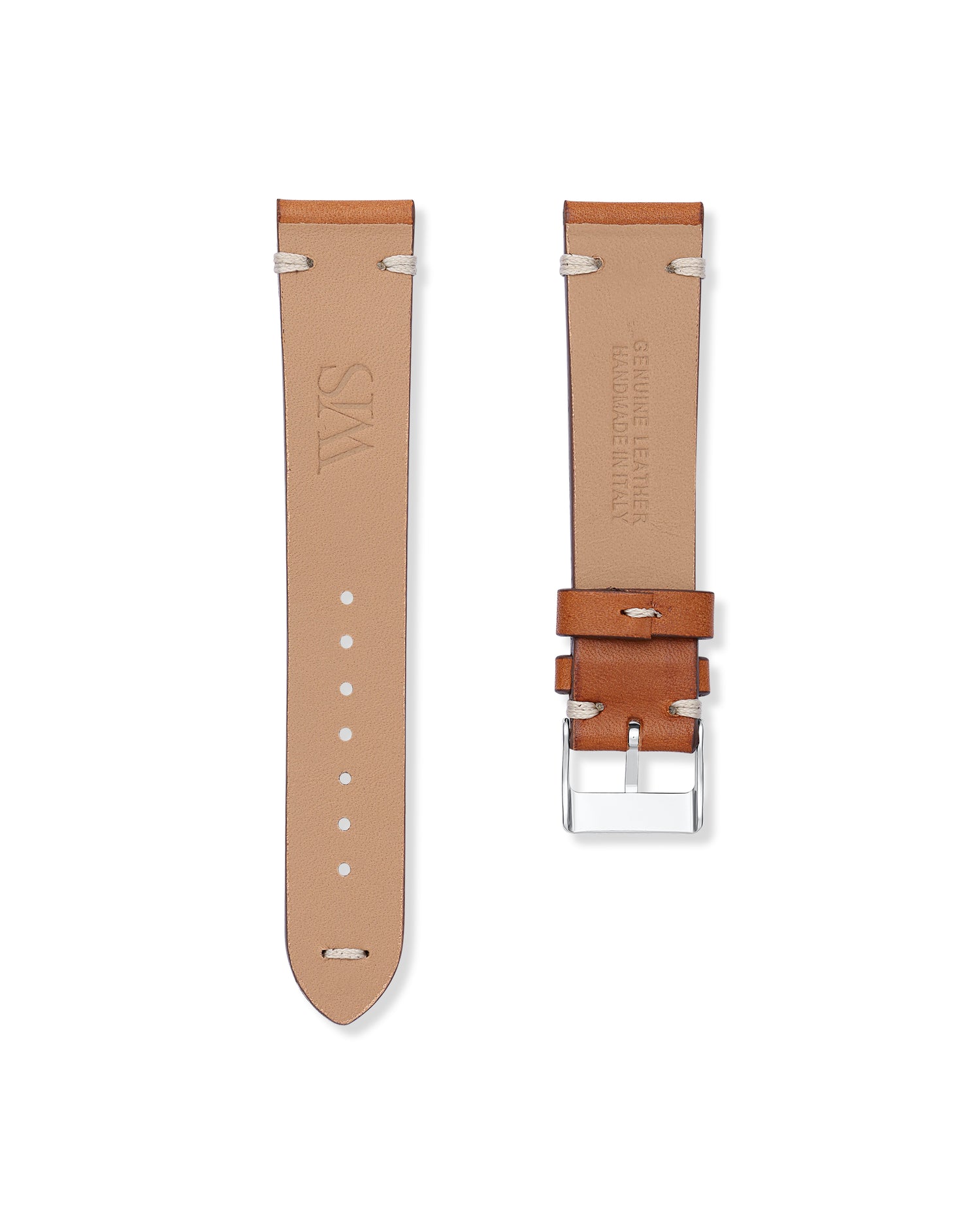 20MM Woodland Brown Stitched Italian Leather Watch Strap | WISSTRAPS