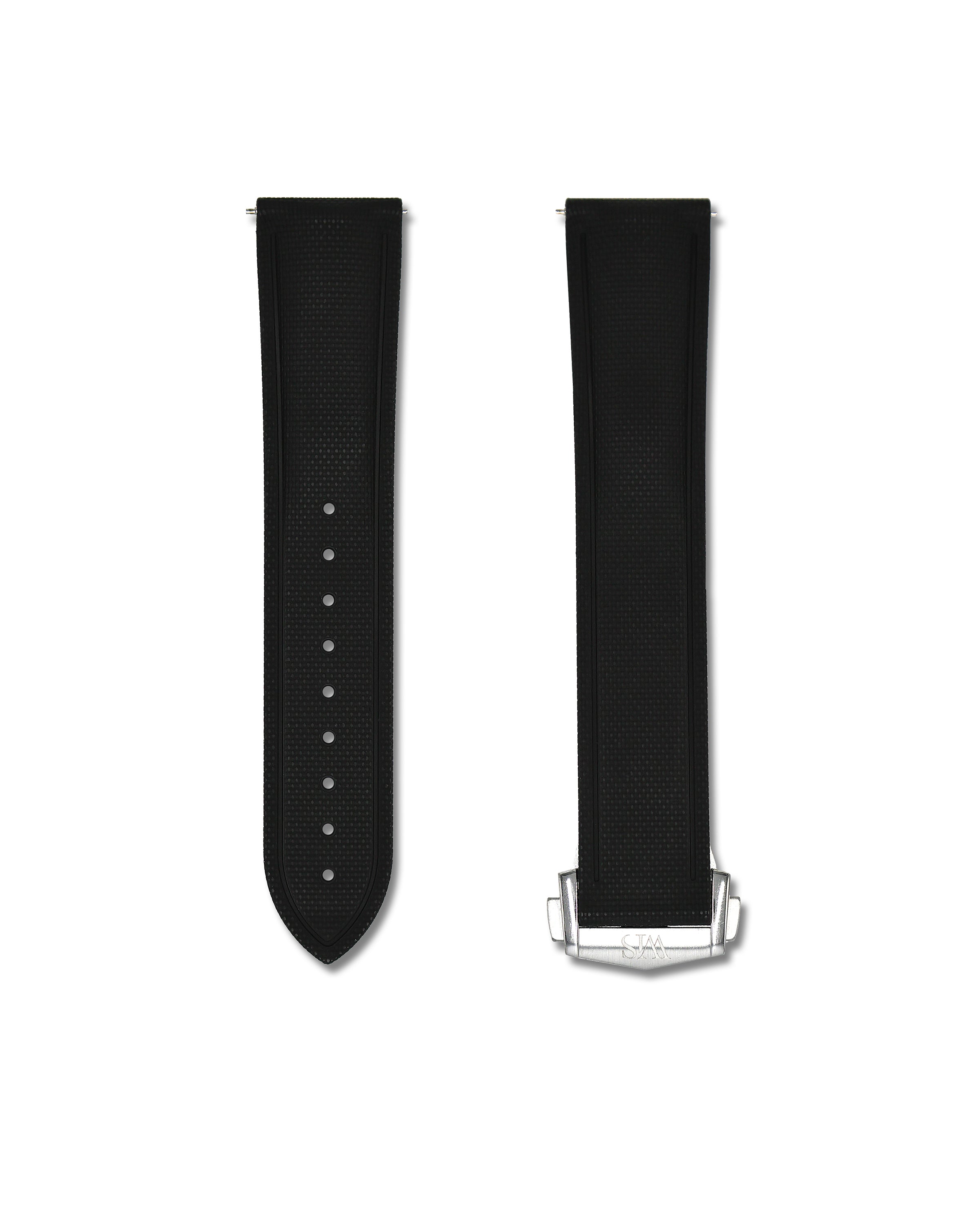 Tuxedo Black Deployant Clasp Quick Release Rubber Sailcloth Strap