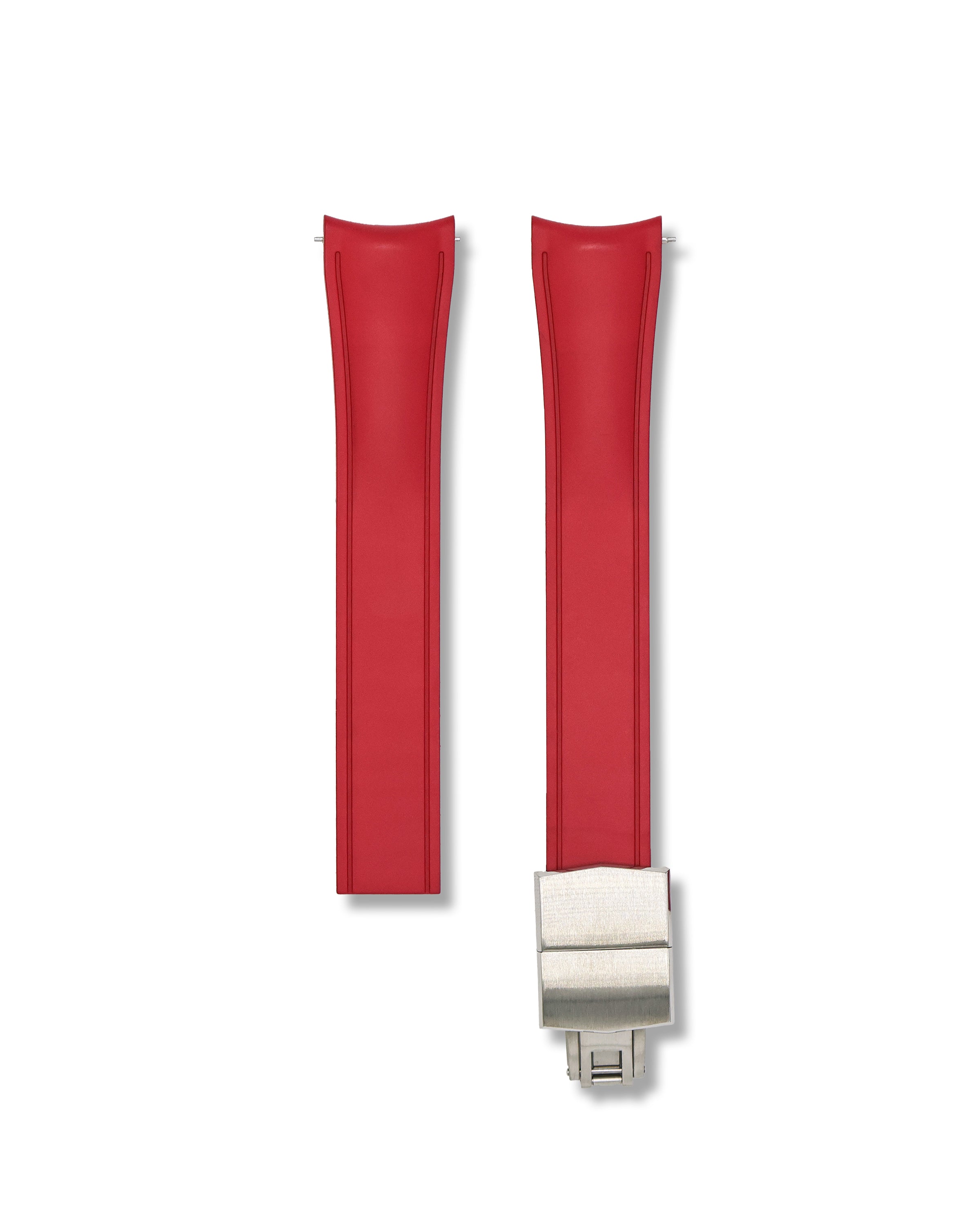 Red Rubber Watch Strap Curved Lugs 20mm | WIS Watch Straps