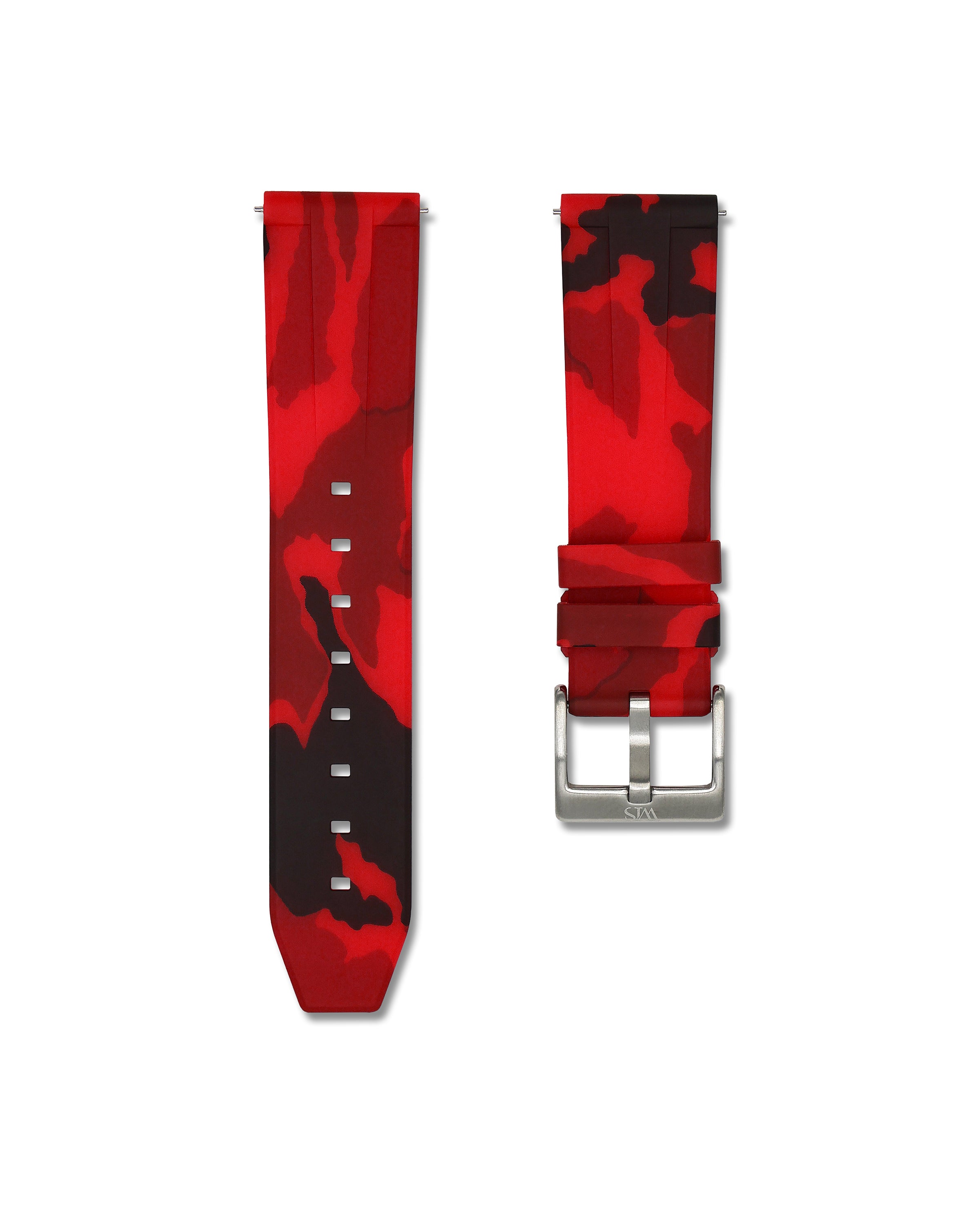 22mm Red Camo Rubber Quick Release Watch Strap | WIS Straps