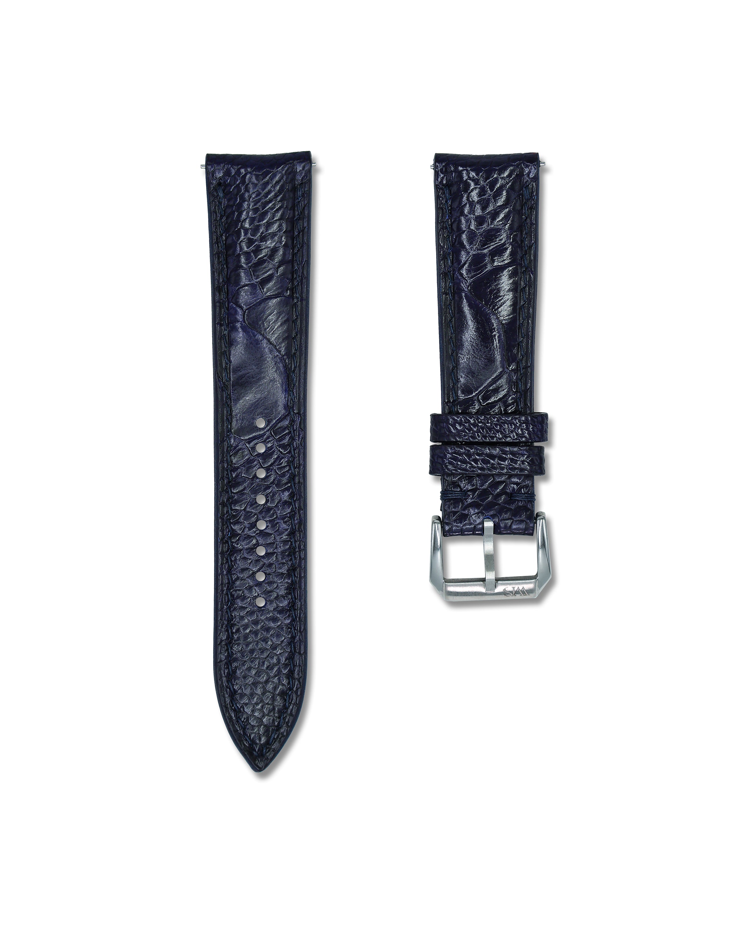 Blue Ostrich Shin Leather Bespoke Handmade Watch Band | WIS Watch Straps