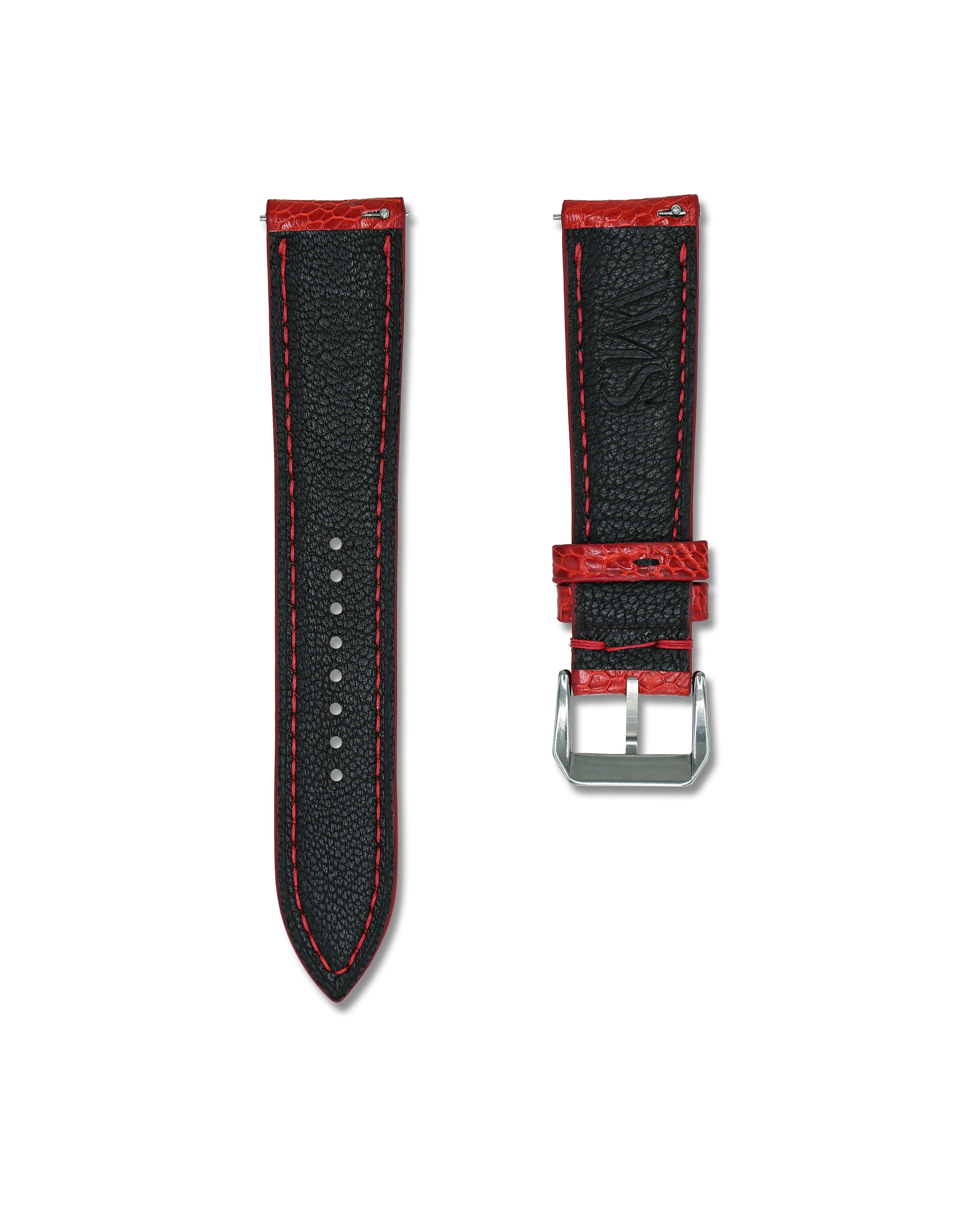 Red Ostrich Shin Leather Bespoke Handmade Watch Band | WIS Watch Straps