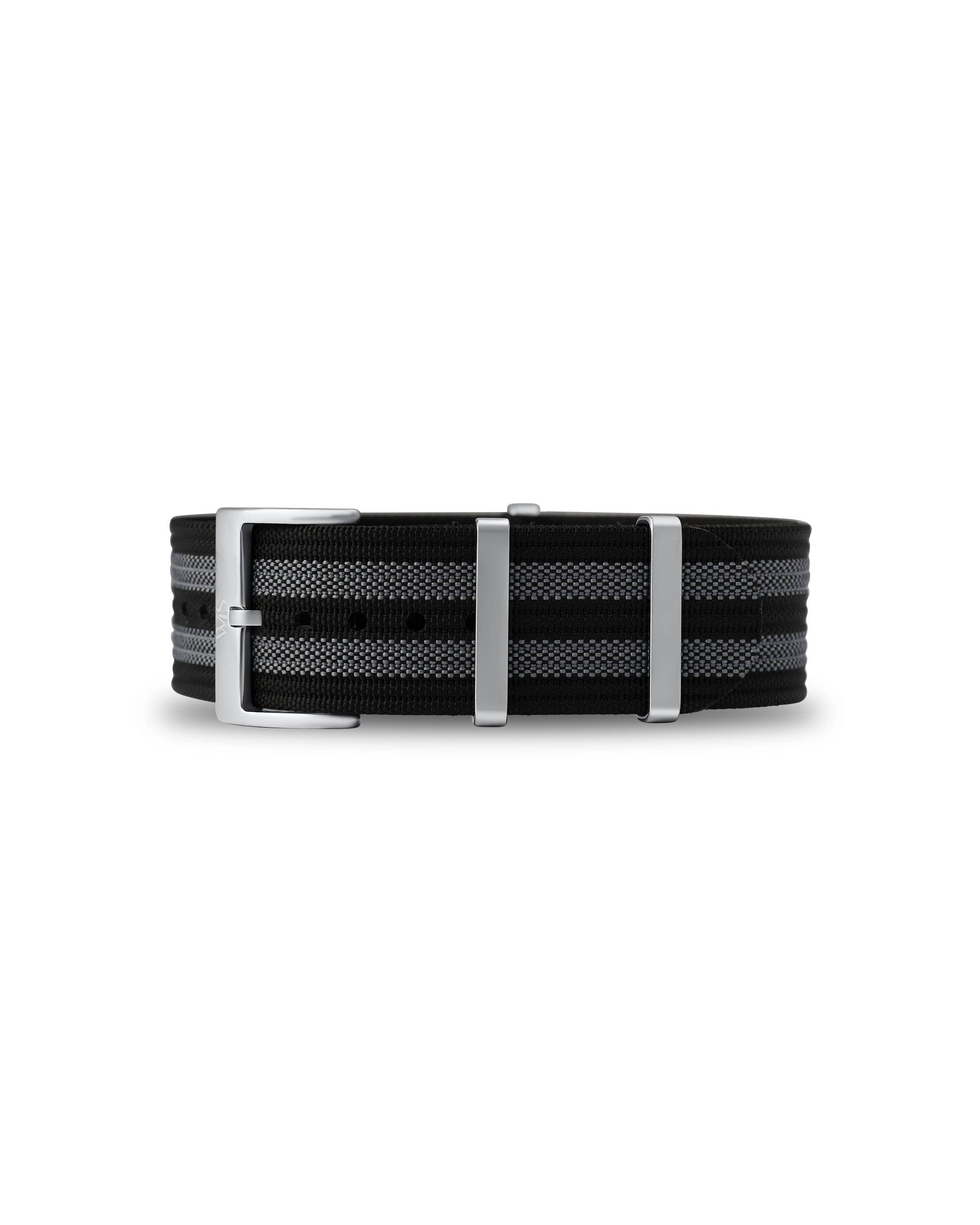Black & Grey Striped Woven Nylon Strap | WISSTRAPS