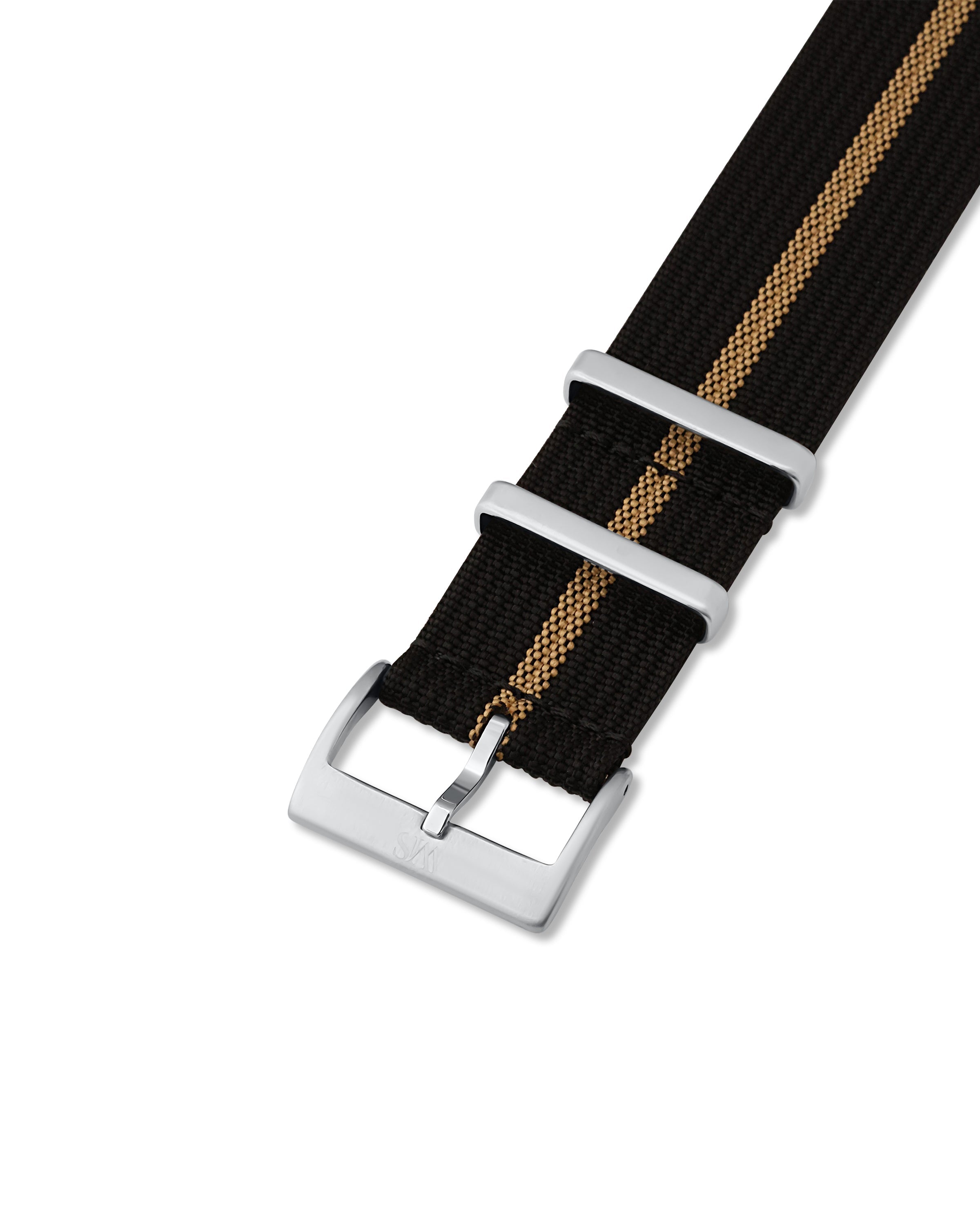 Black with Khaki Stripe Woven Nylon Strap | WIS STRAPS Watch Bands