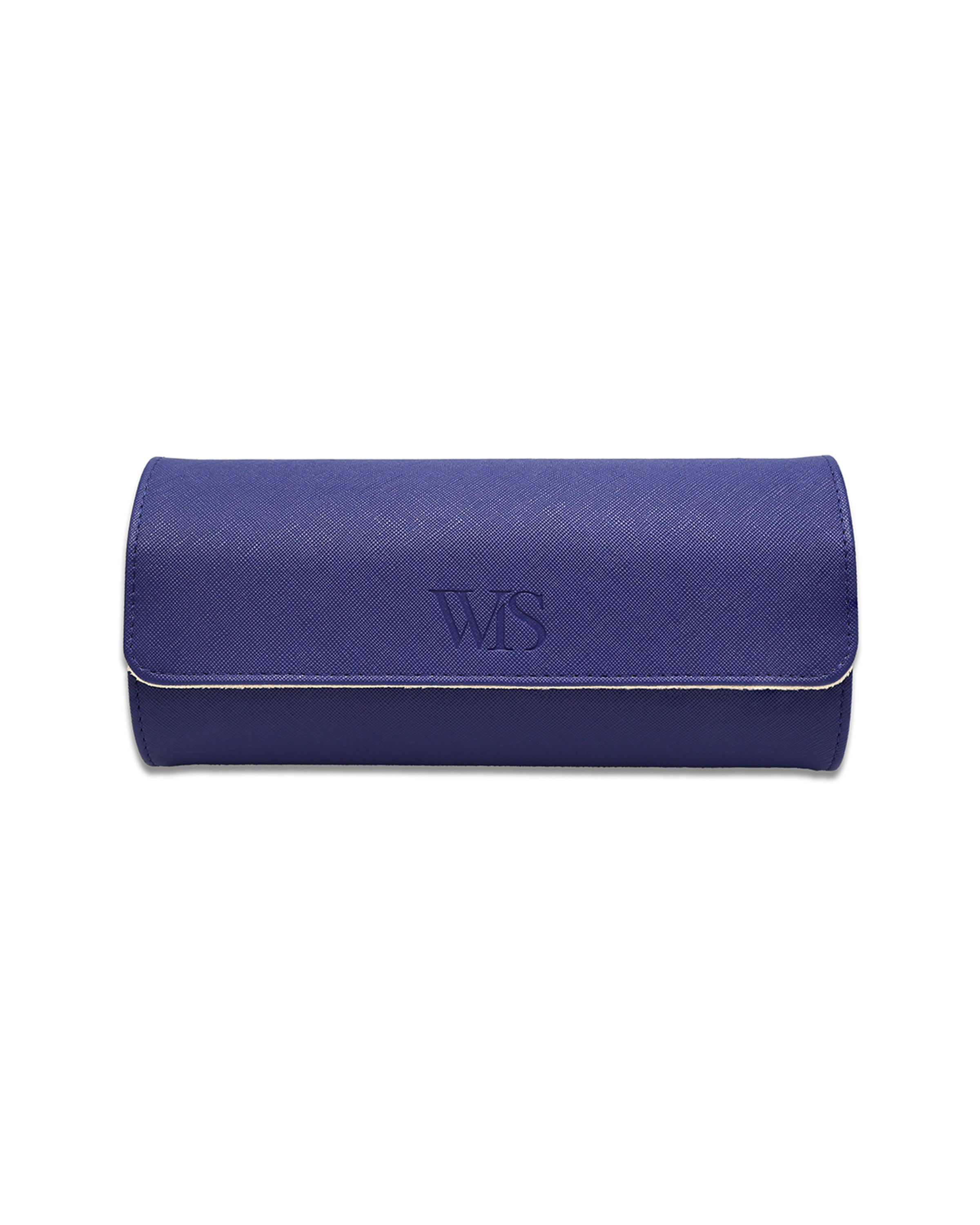 Blue Leather 3 Slot Watch Roll | WIS Watch Straps