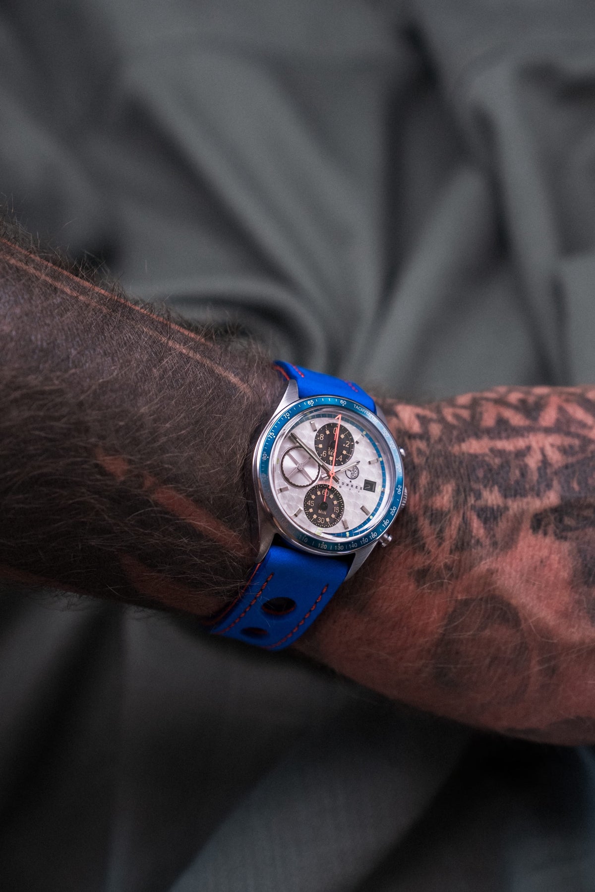 Blue Leather Watch Band Rally Strap | WIS Watch Straps