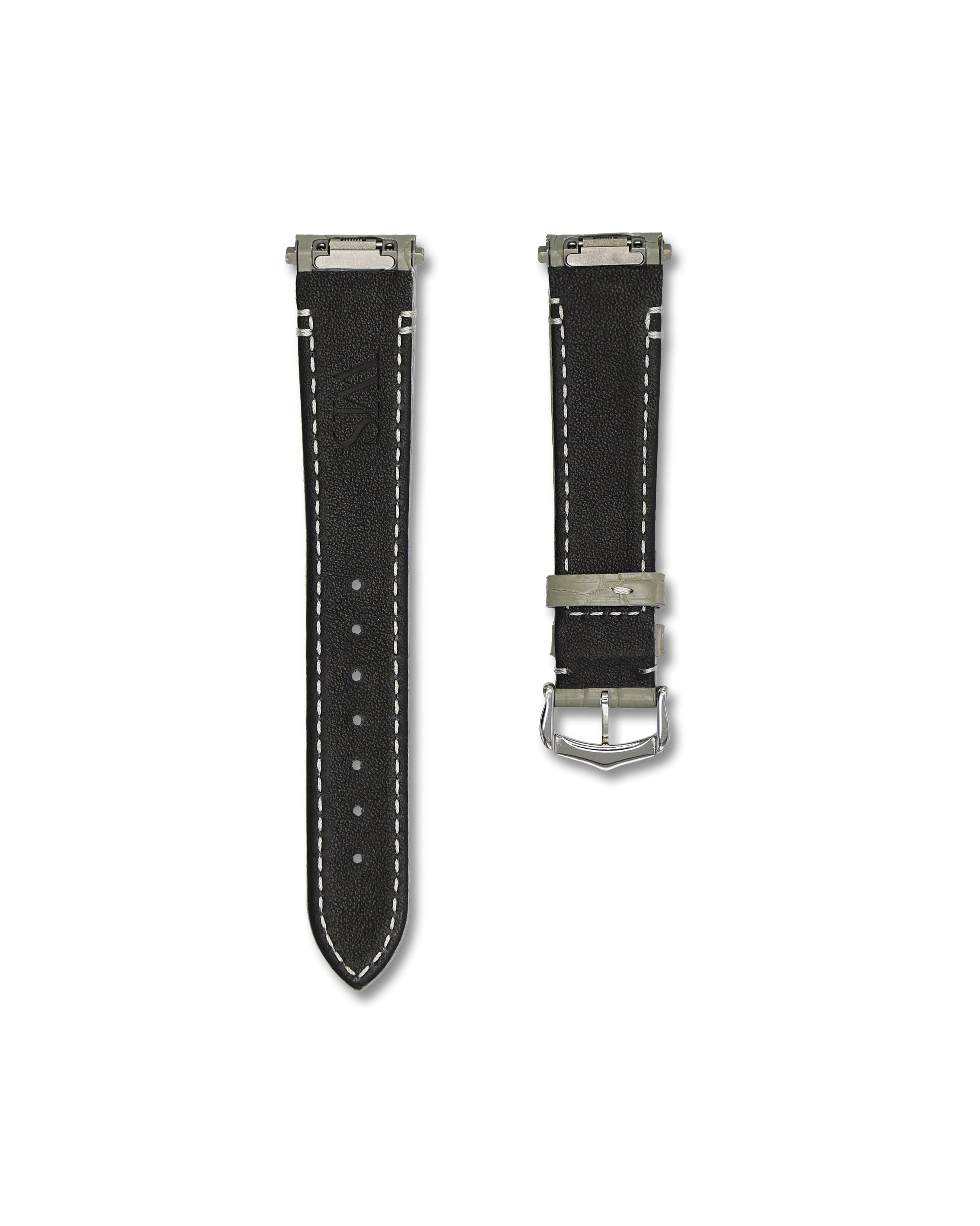 Stone Grey Alligator Leather Watch Strap For Cartier Santos