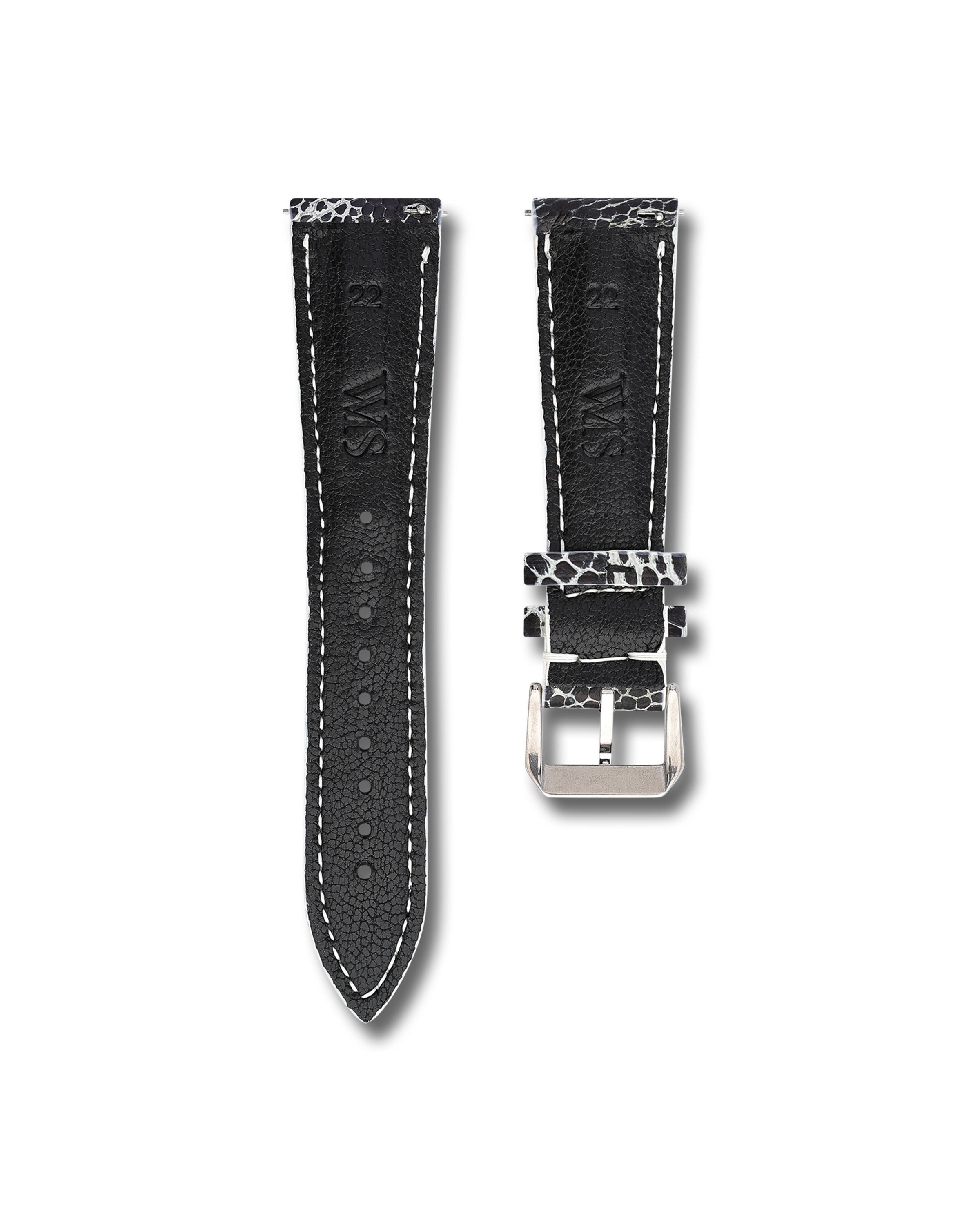 Black and White Ostrich Leather Watch Strap | WIS