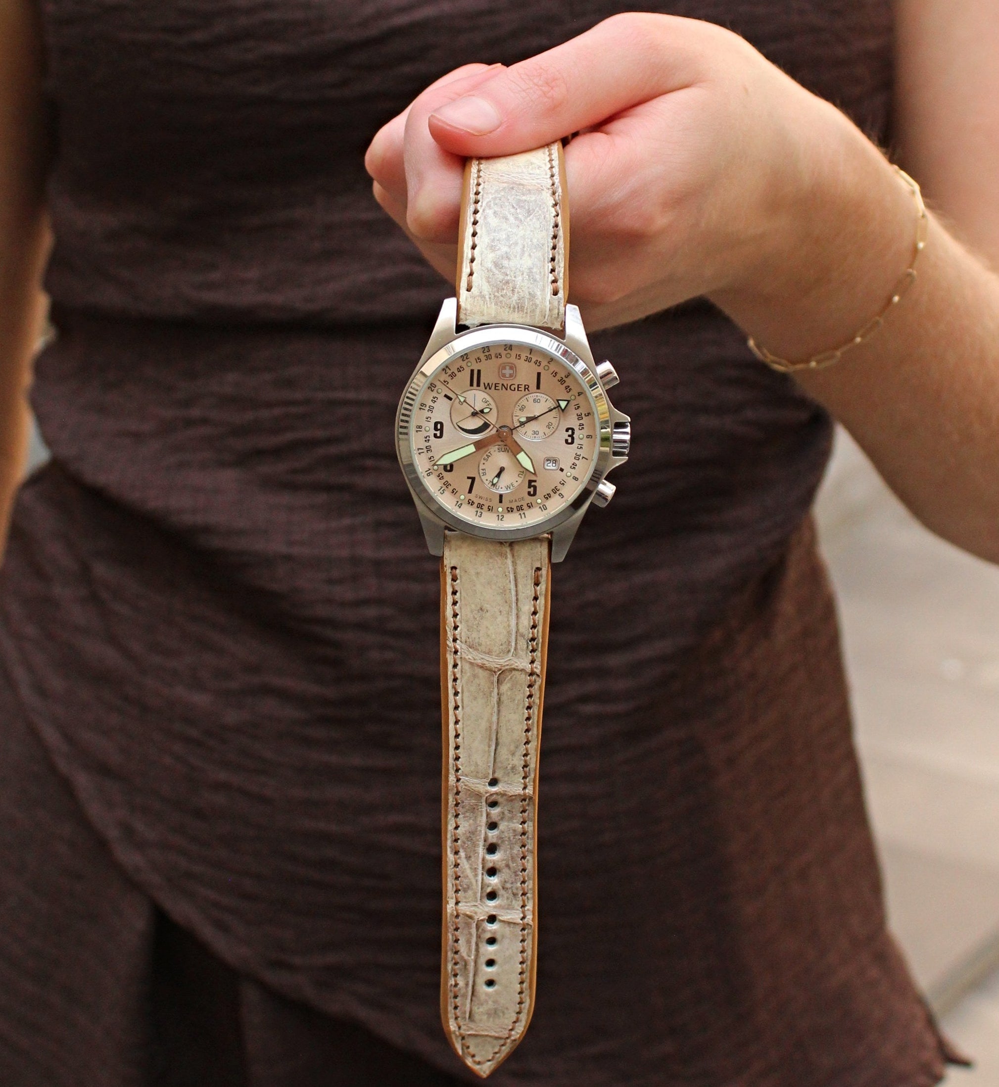 Tan Ostrich Shin Exotic Leather Handmade WIS Watch Straps