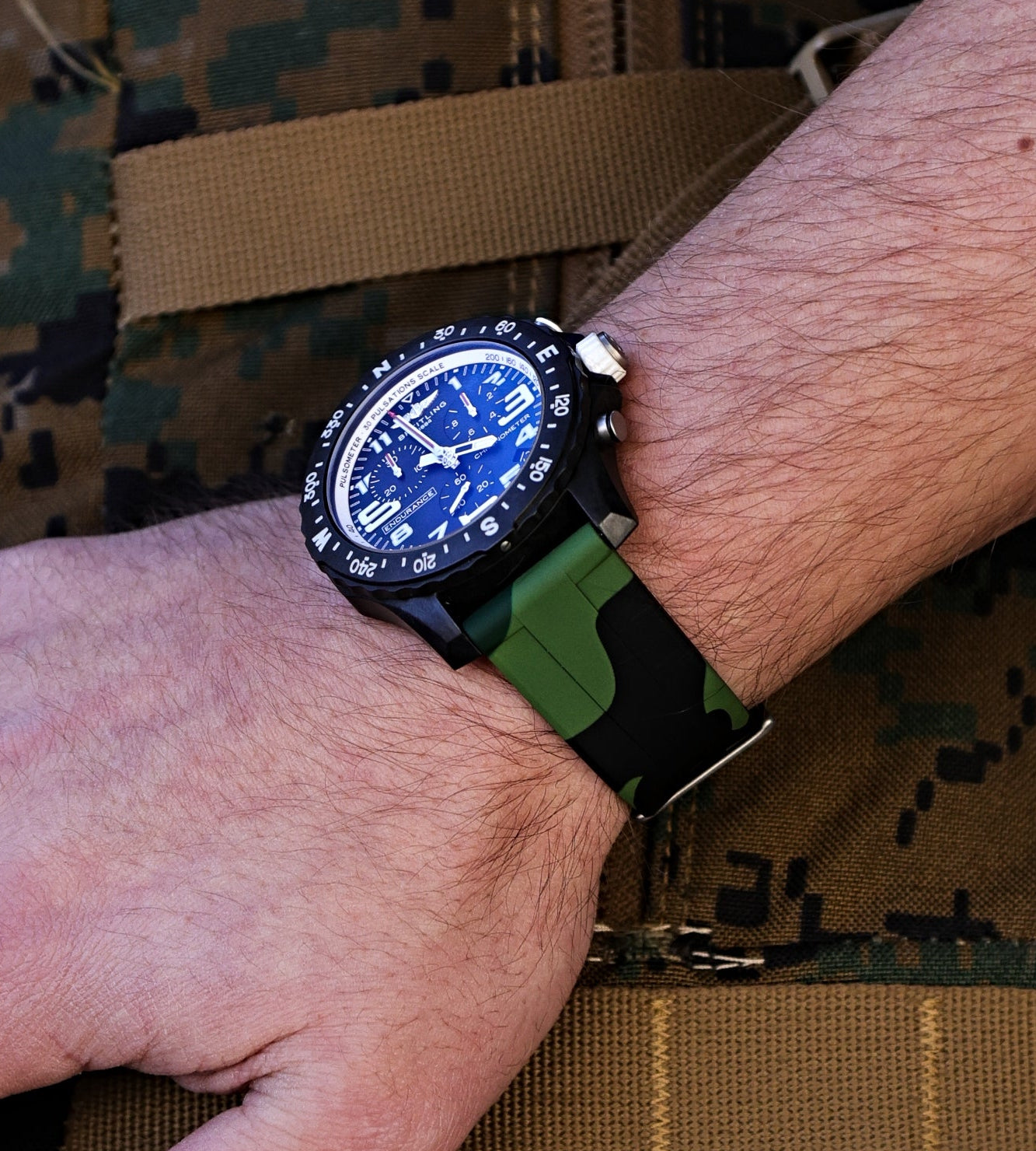 Green Camo Rubber Watch Band | WIS Watch Straps