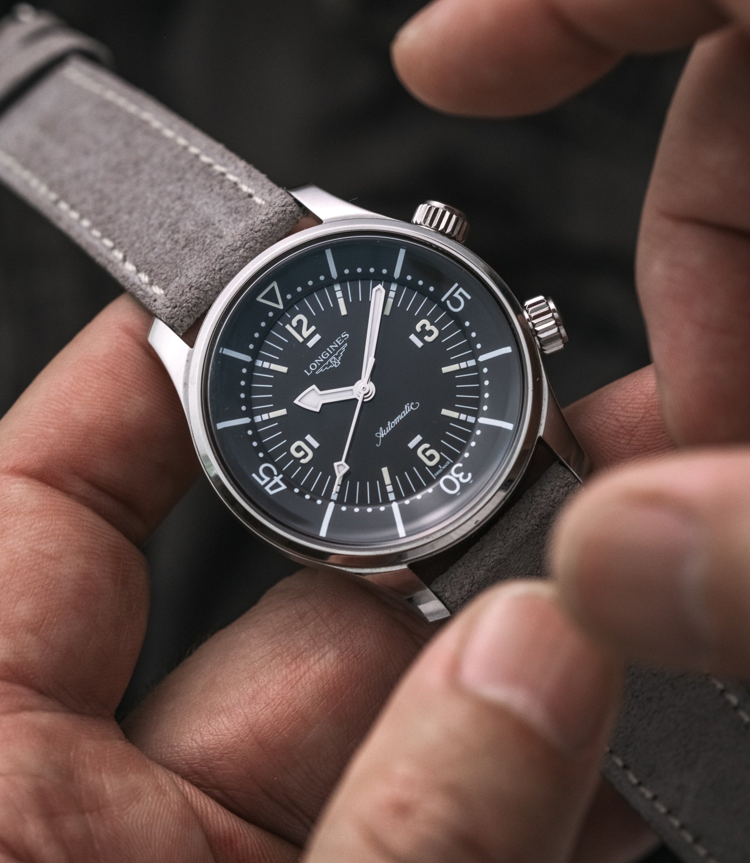 Grey Suede Leather WIS Watch Strap