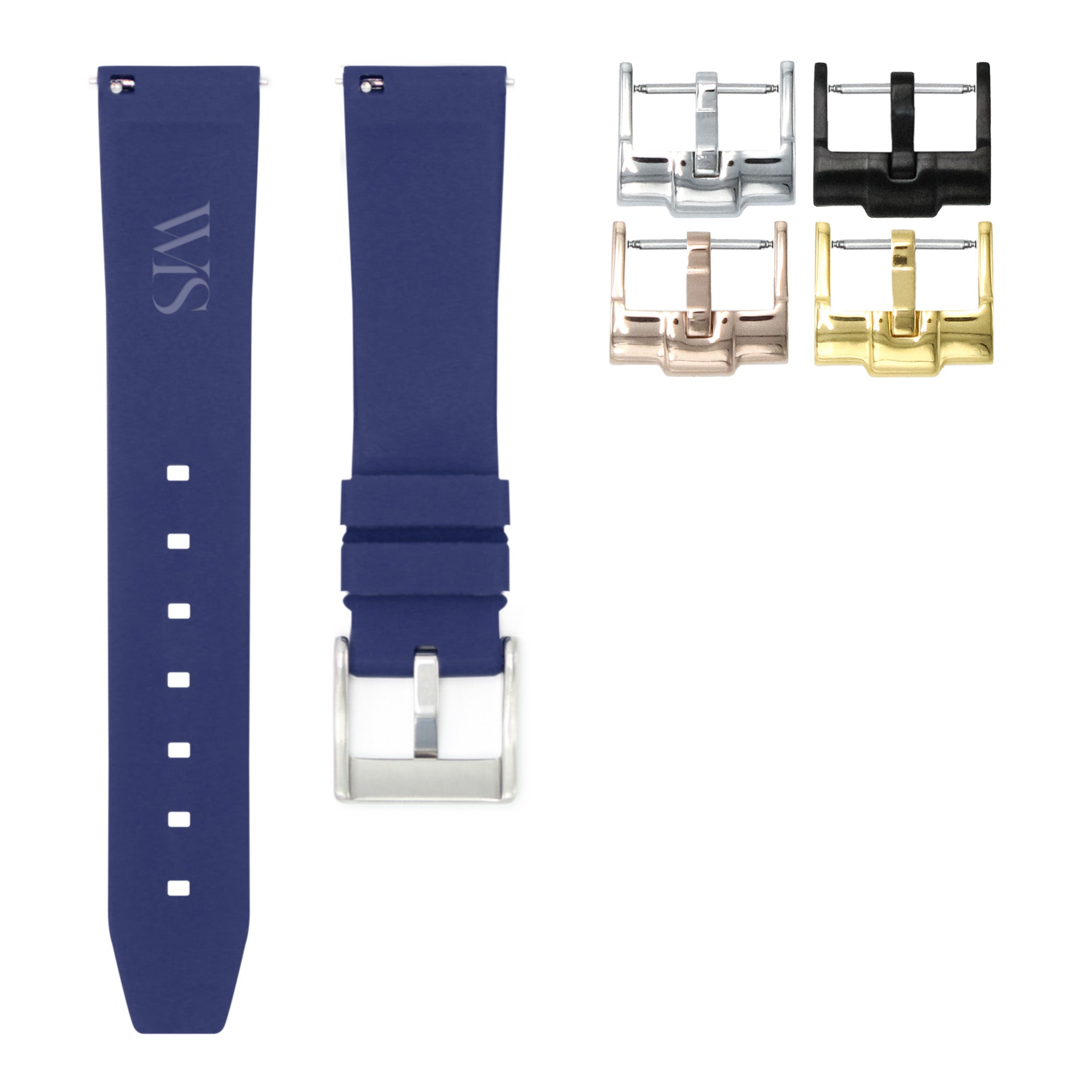 Correa de caucho azul marino de liberación rápida para Zenith Chronomaster