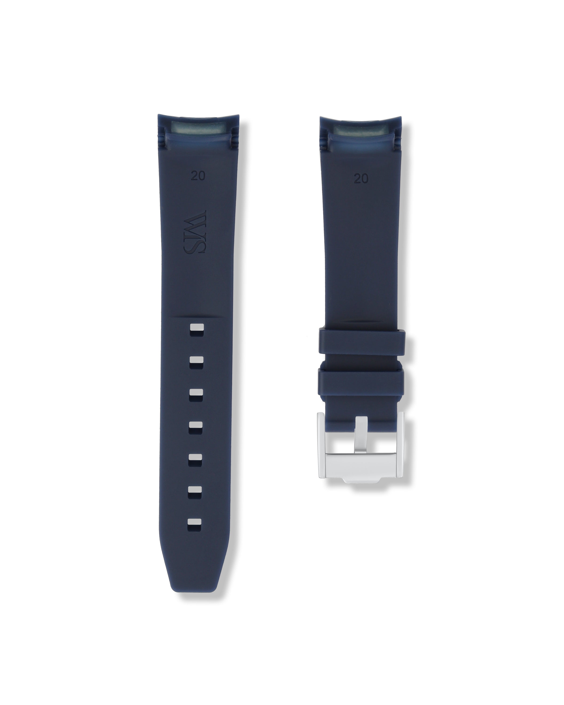 Marine Blue Curved Rubber Strap 20mm | WISSTRAPS
