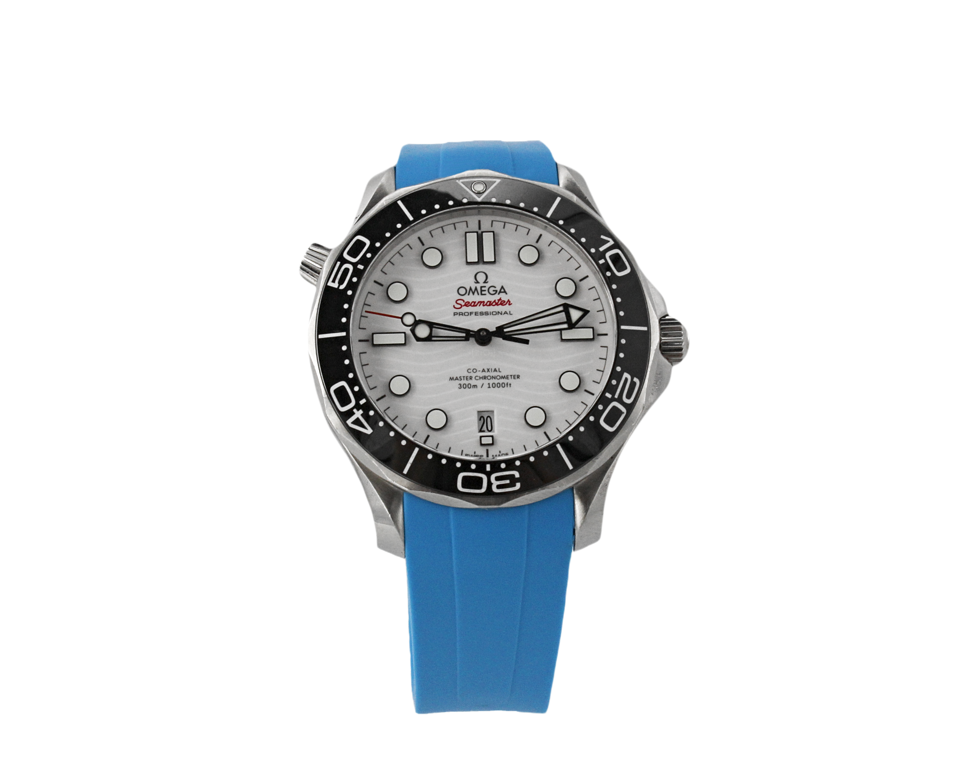 Miami Blue - Rubber Watch Strap For Omega Seamaster