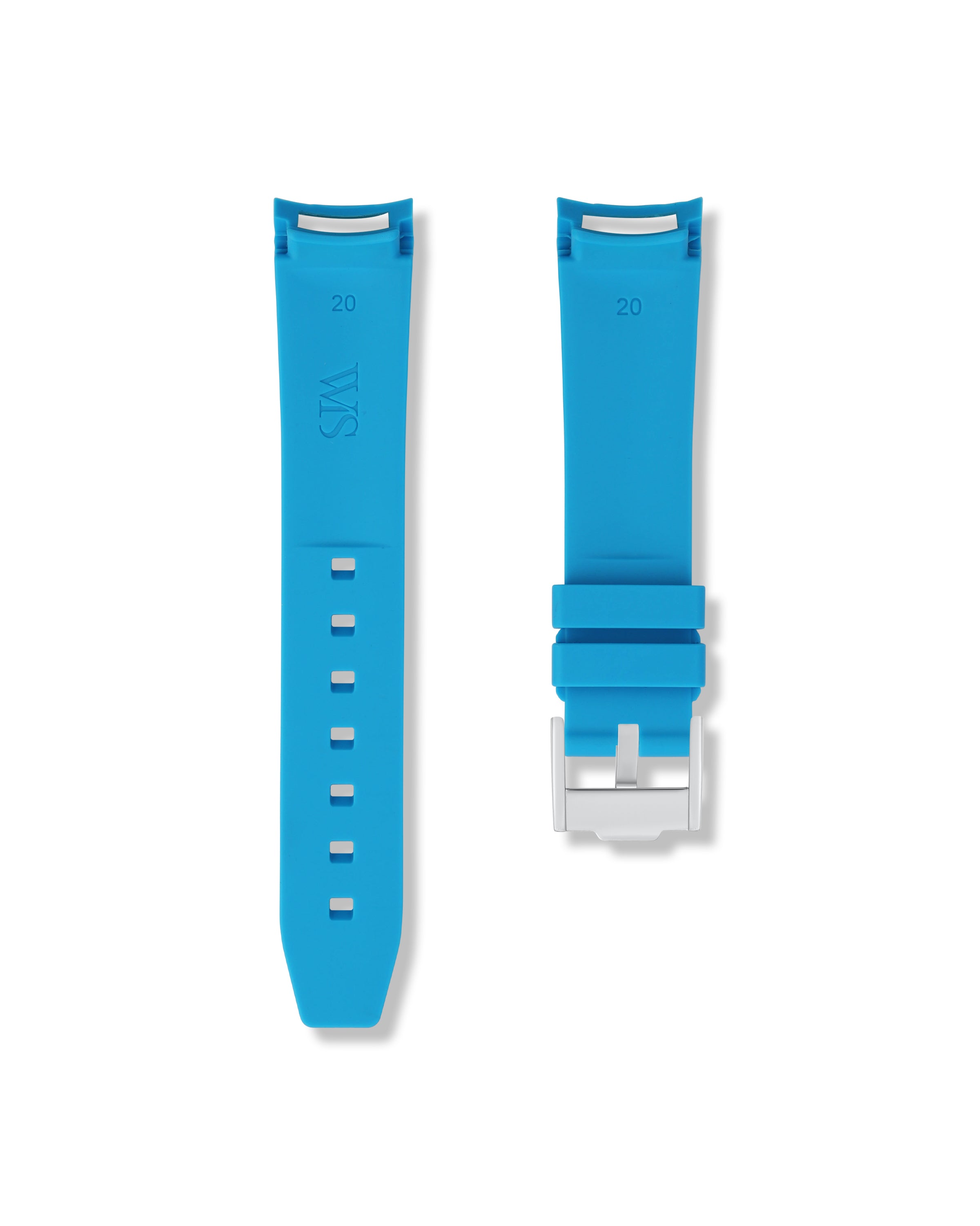 Miami Blue Curved Rubber Strap 20mm | WISSTRAPS