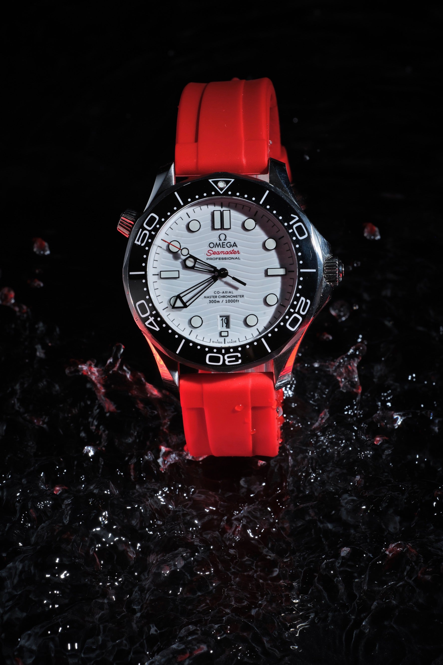 Scarlet Red - Quick Release Rubber Watch Strap For Omega Seamaster