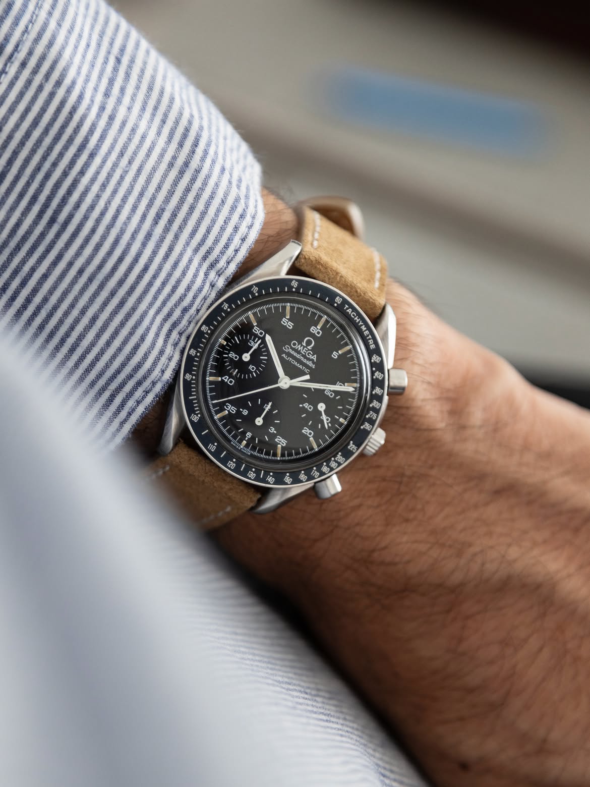 Tan Suede Italian Leather WIS Watch Strap on Omega