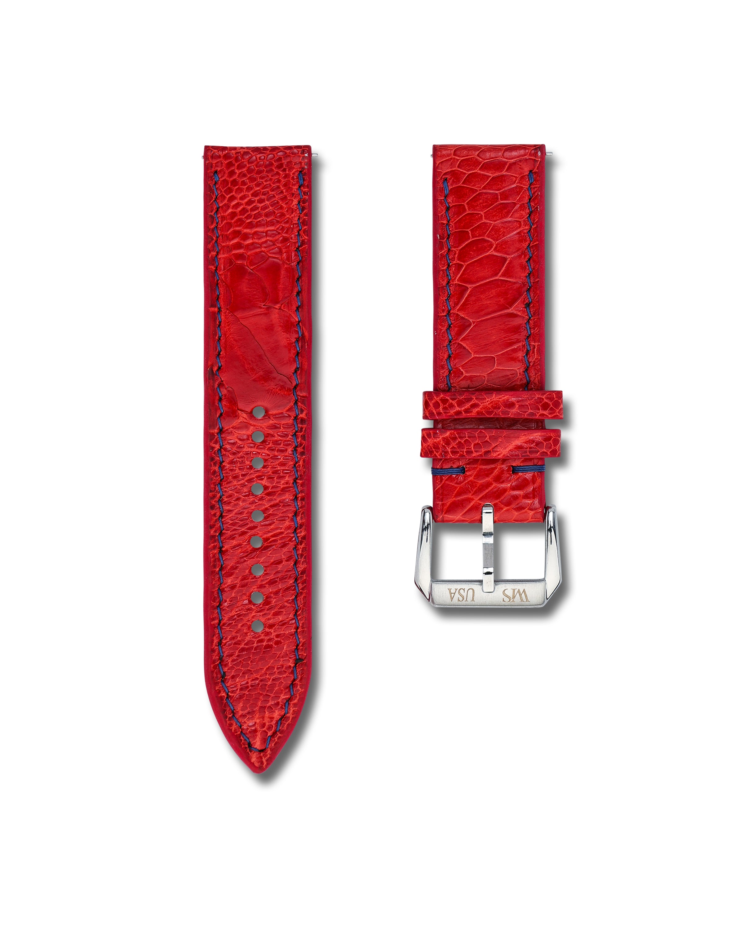Red Ostrich Leather WIS Watch Strap Limited Release250 Year USA Anniversary