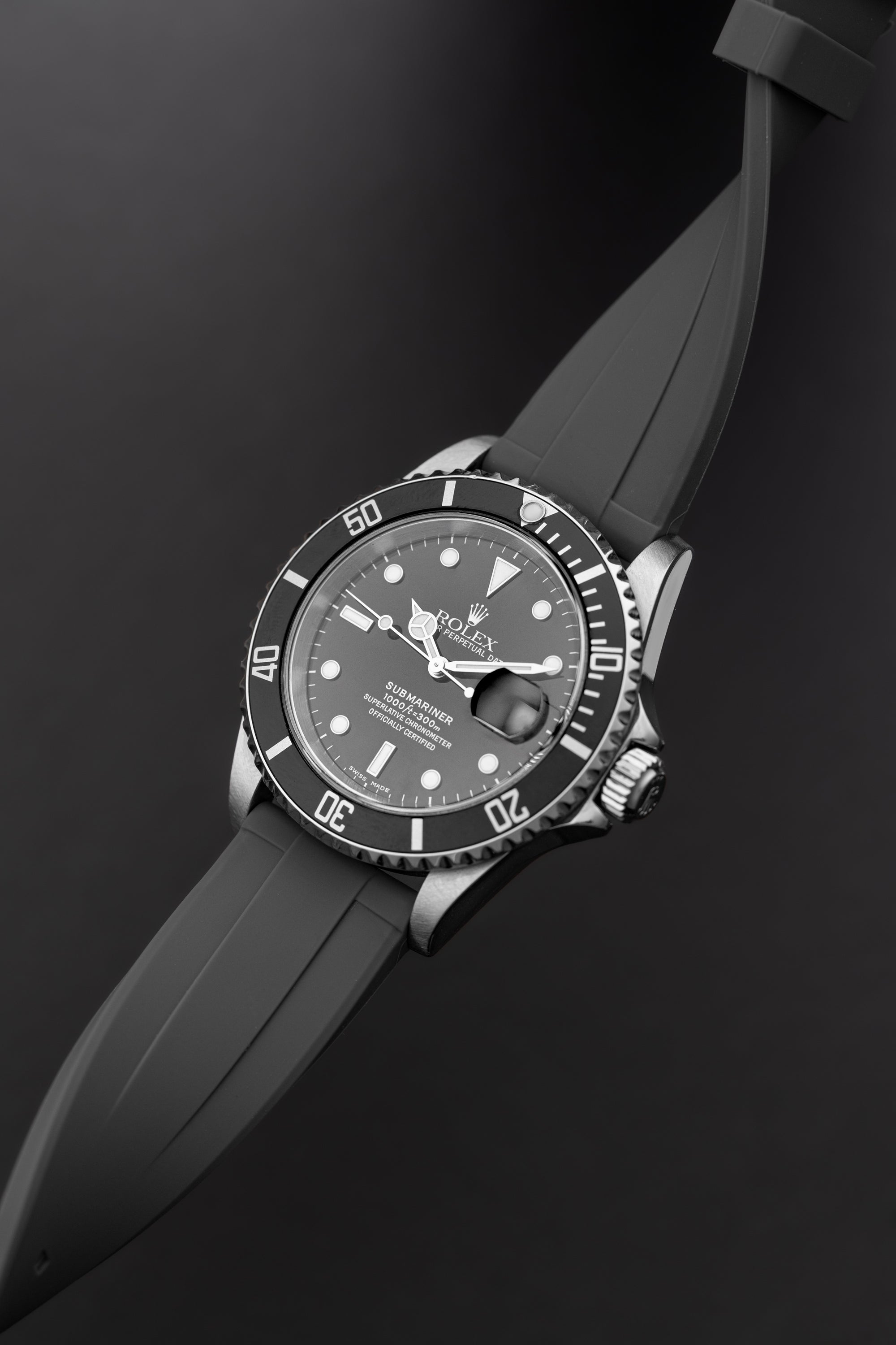 Rolex Submariner on Grey Quick Release Rubber WIS Watch Strap