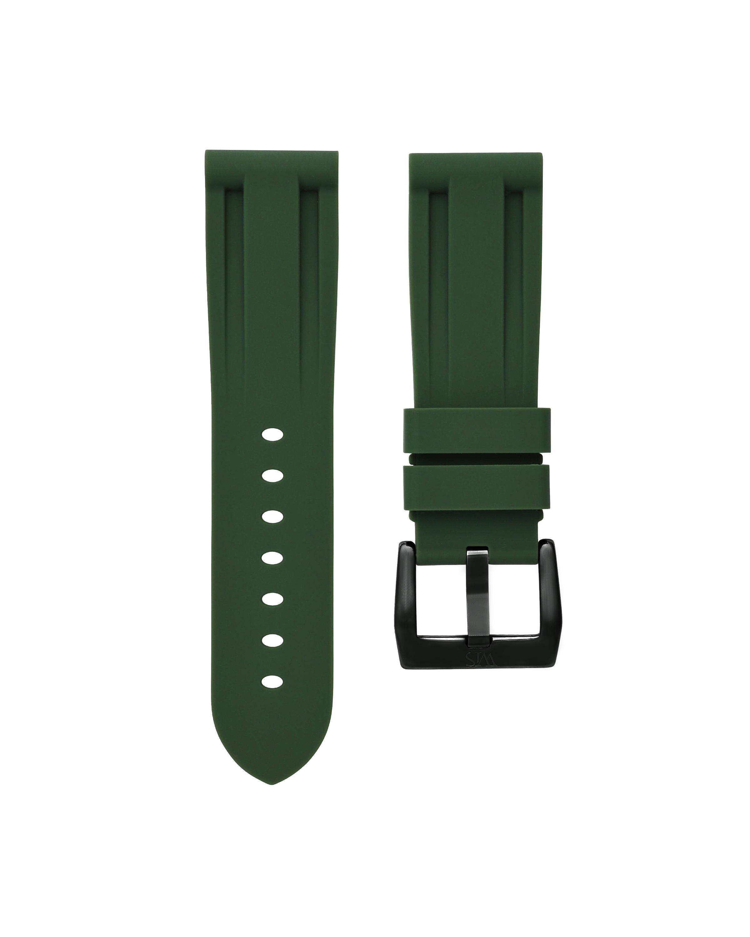 Straight Lug Forest Green Polished PVD Black Buckle