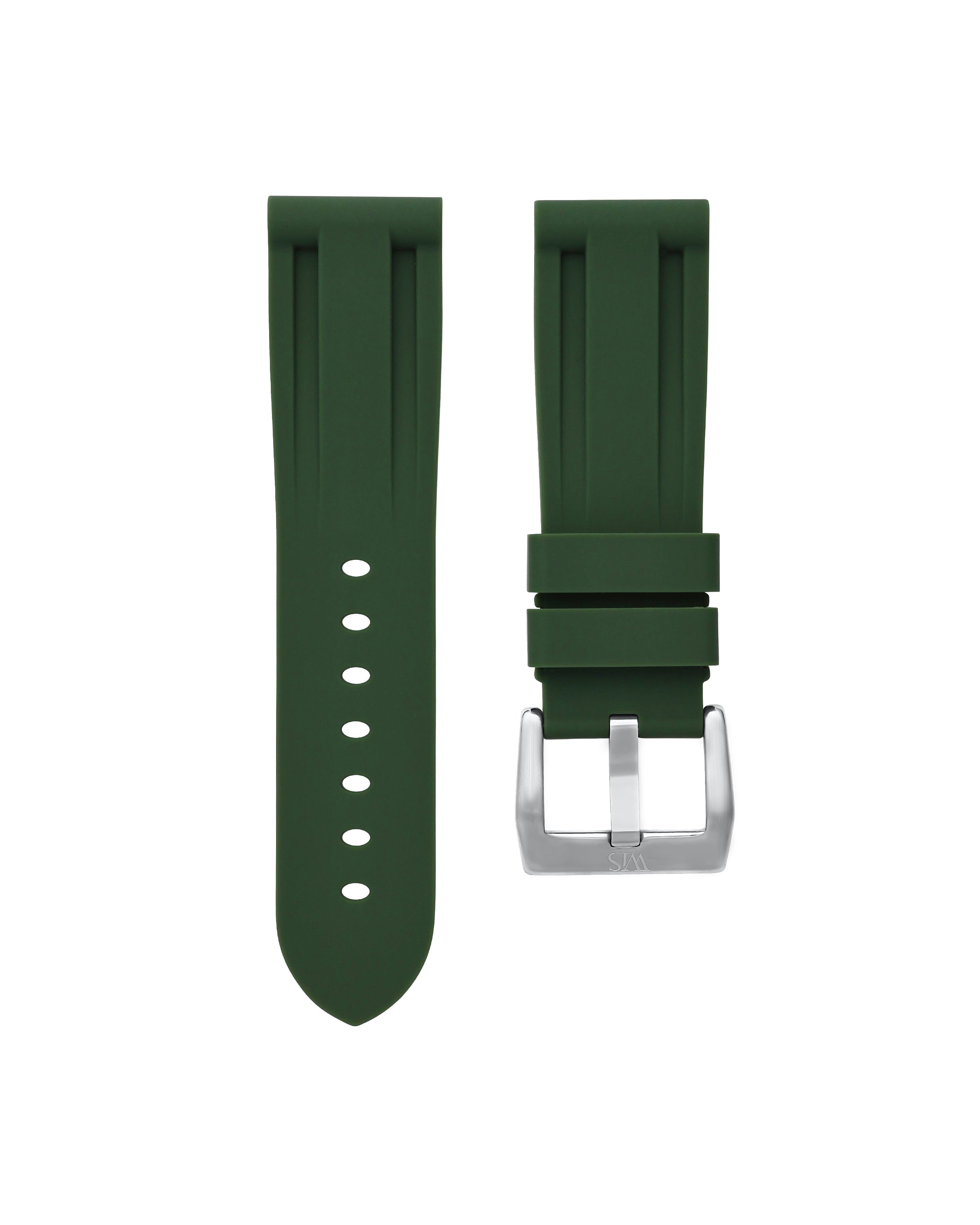 Straight Lug Forest Green Polished Silver Buckle