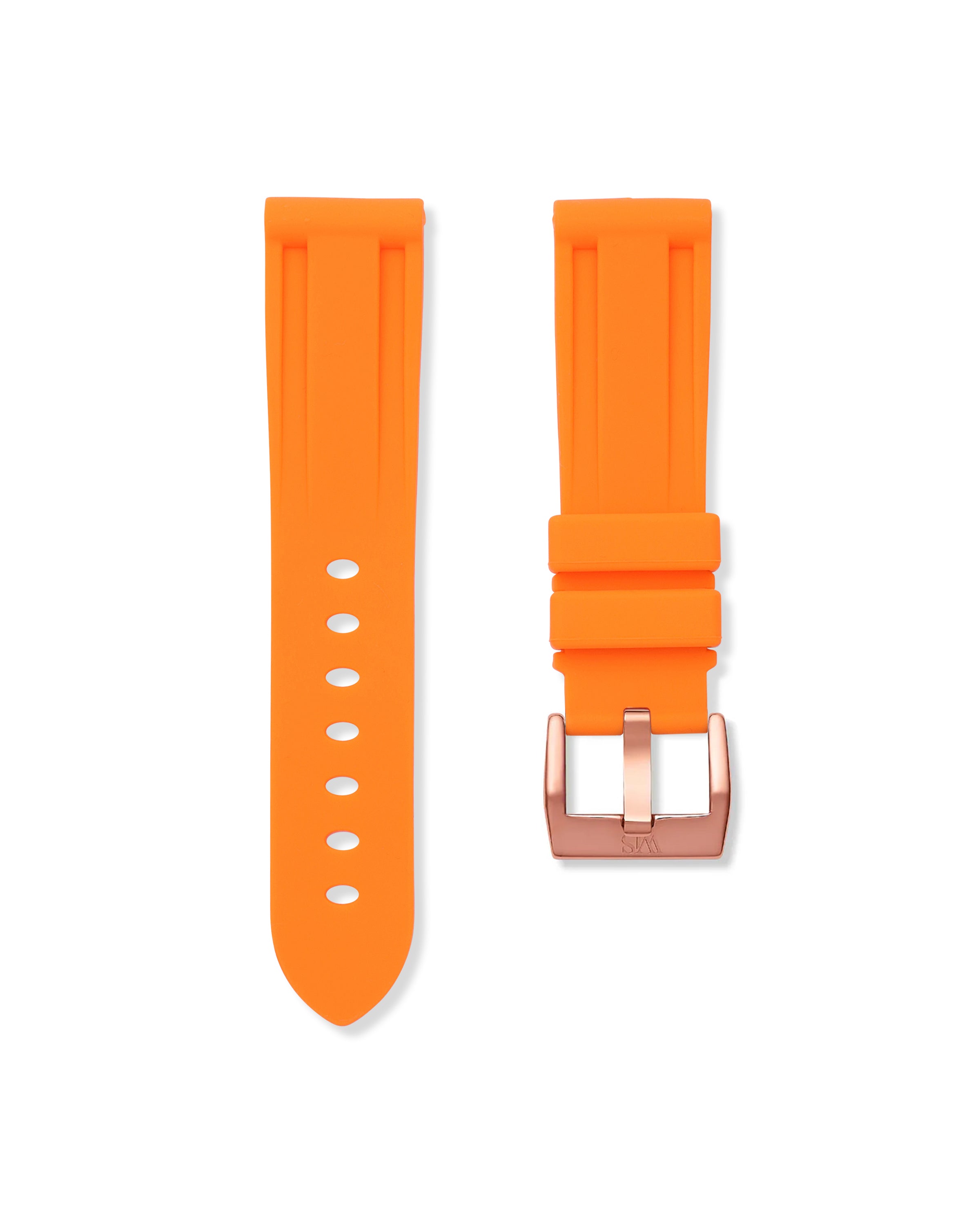 Straight Lug Orange Polished Rose Gold Buckle