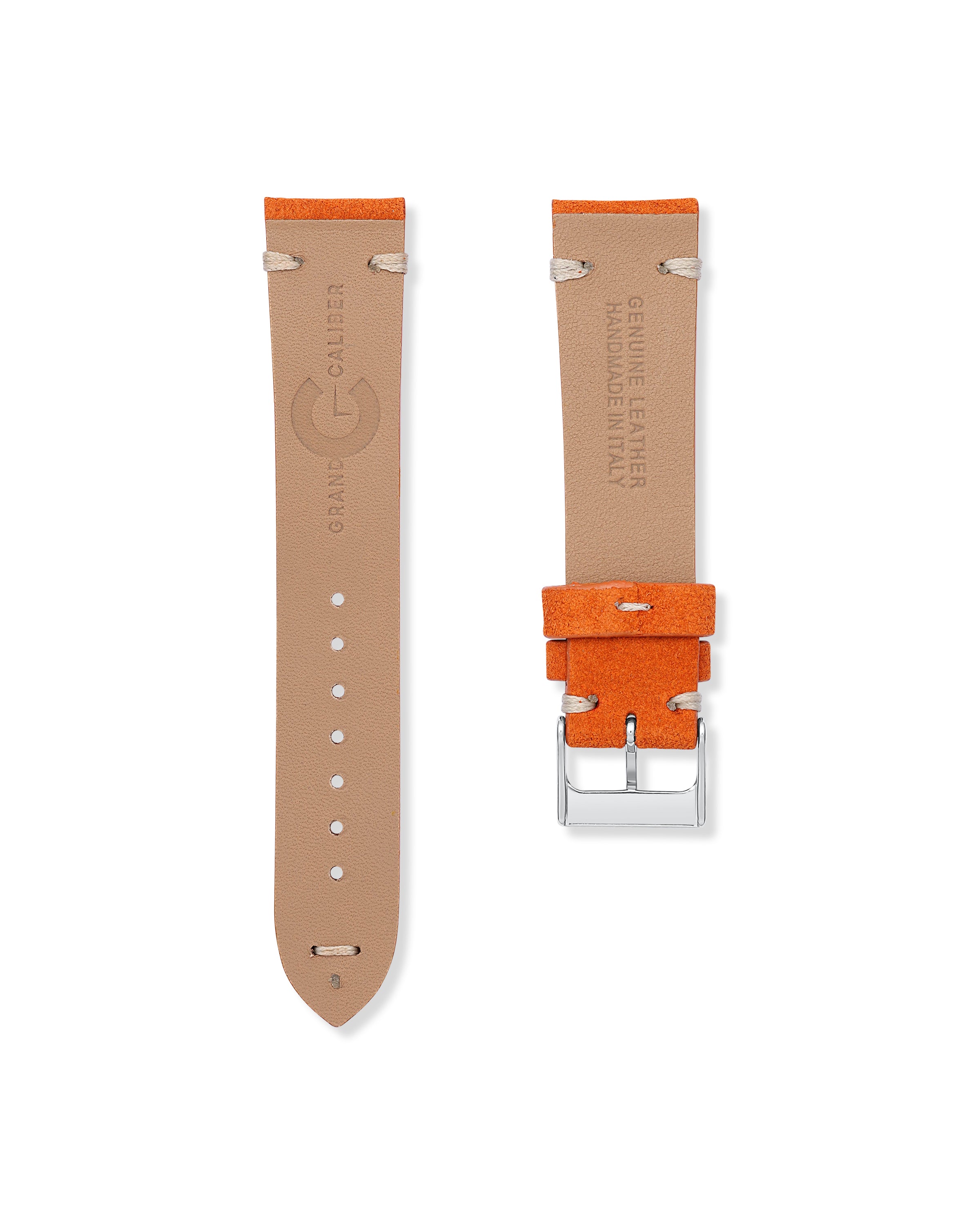 Pumpkin Orange - Suede Leather Watch Strap For Longines Avigation BigEye