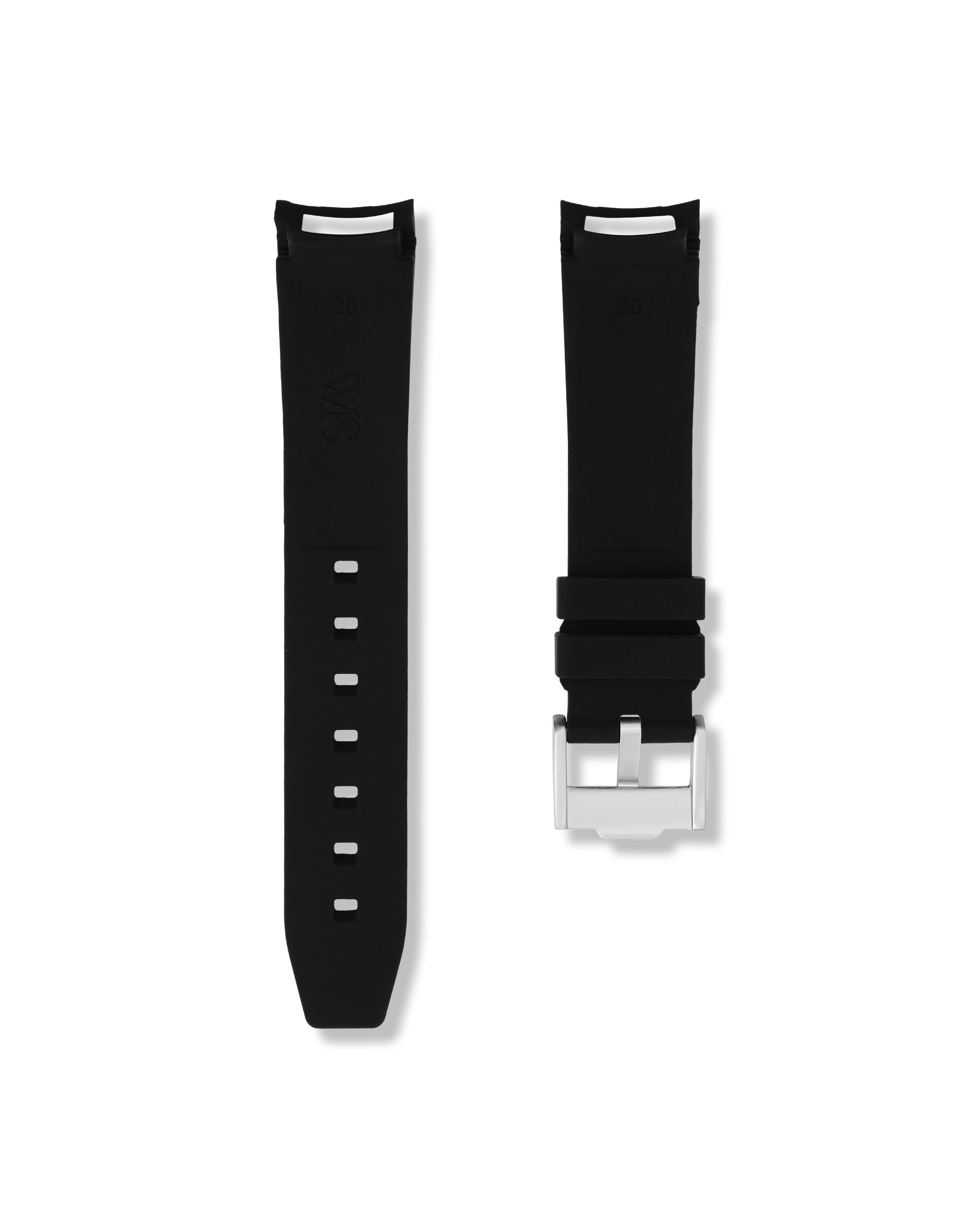 Tuxedo Black Curved Rubber Strap 20mm | WISSTRAPS