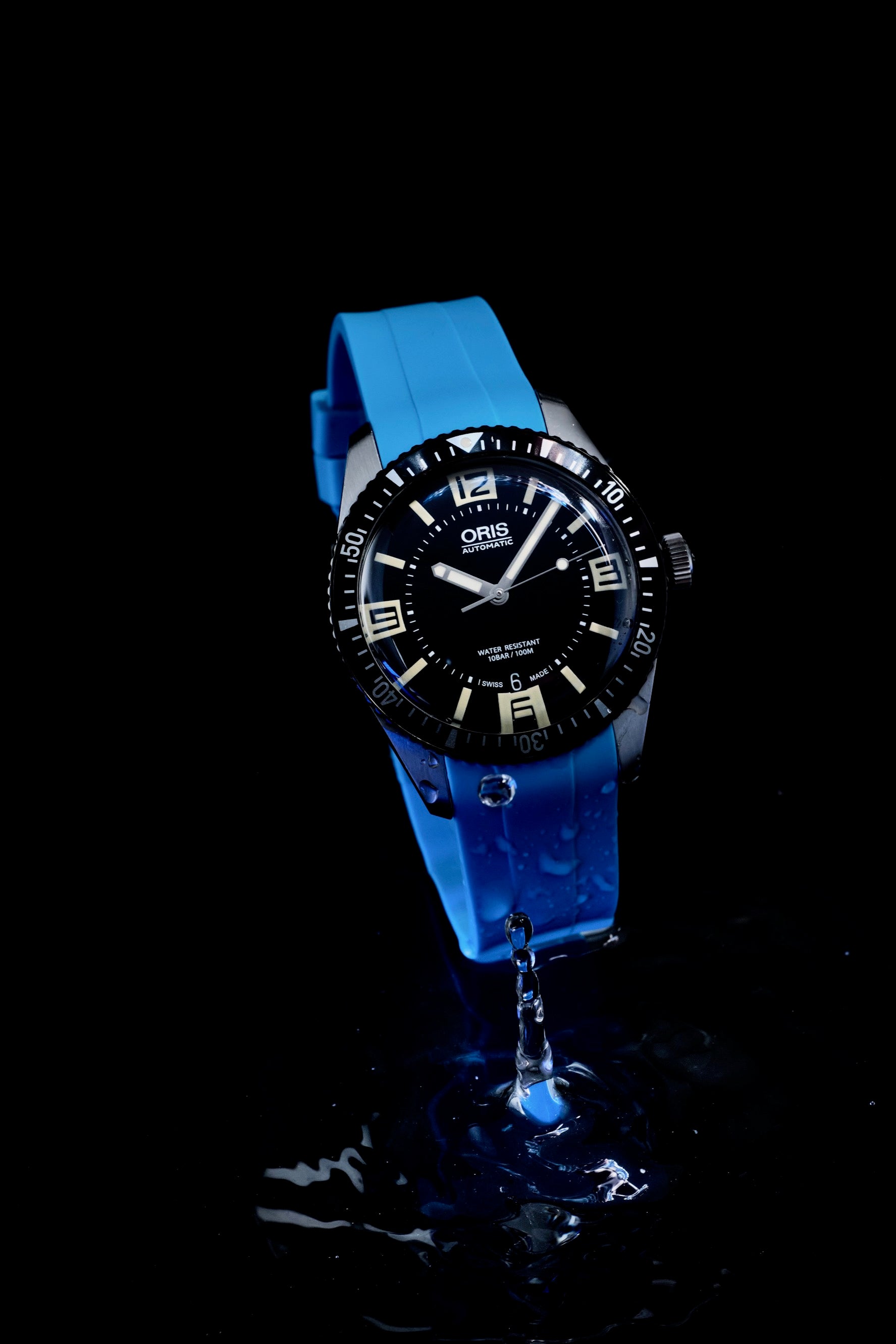 Miami Blue - Integrated Rubber Watch Strap For Oris Diver 65