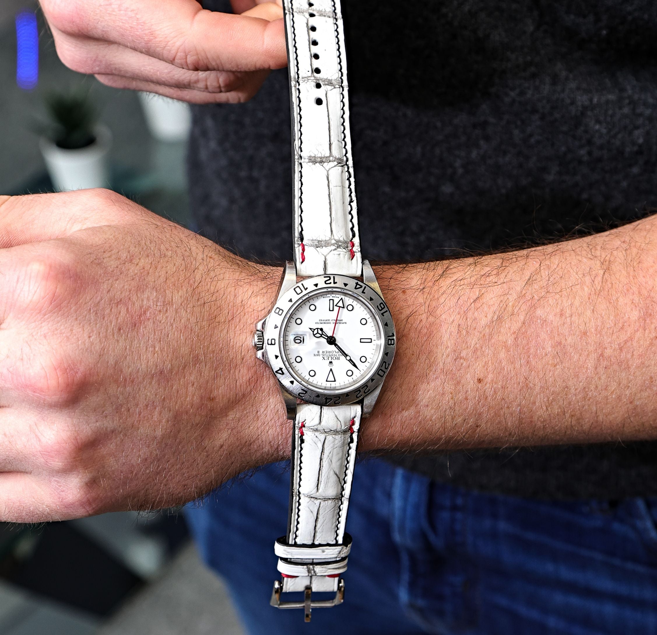 White Alligator Leather Watch Strap Quick Release | Watch Innovation Straps
