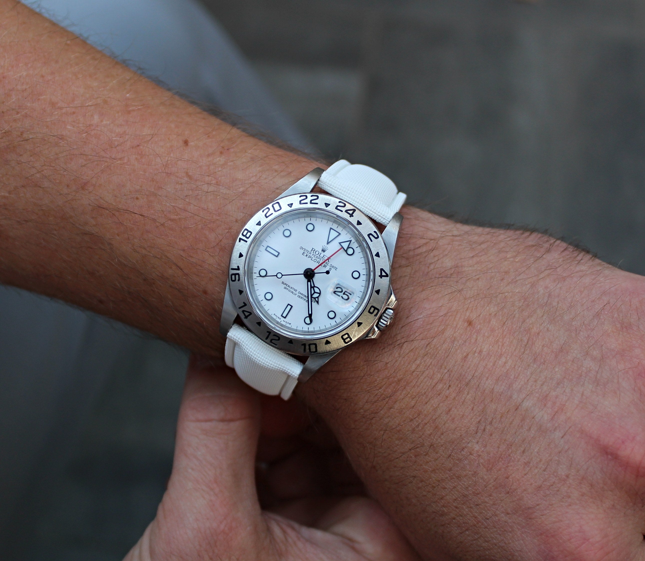 White Rubber Sailcloth Deployant Clasp Watch Band | WIS Watch Straps