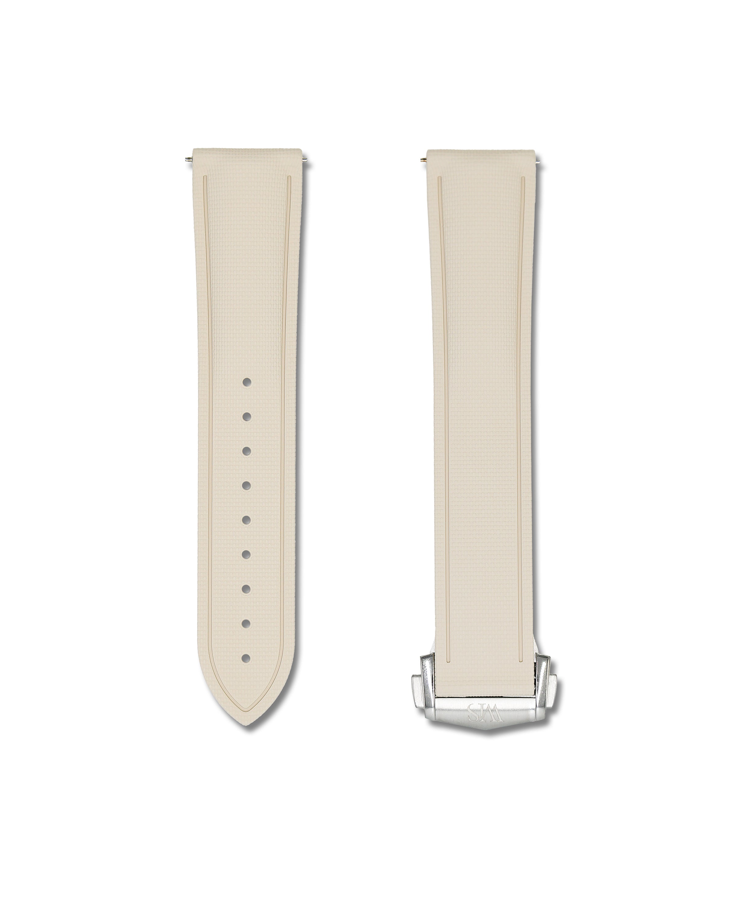 Beige Deployant Clasp Sailcloth Rubber Quick Release Watch Band | WIS Watch Straps