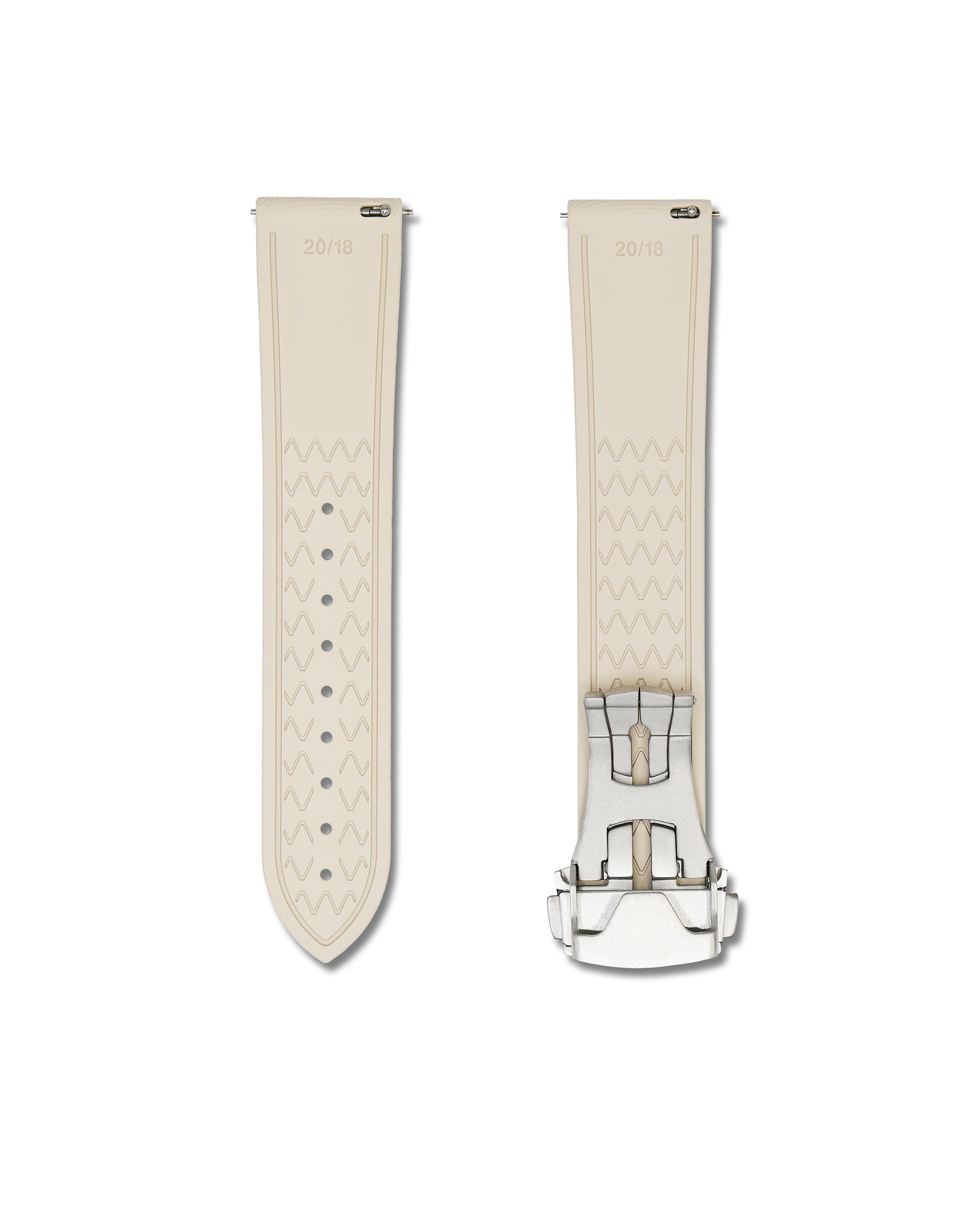 Beige Deployant Clasp Sailcloth Rubber Watch Band | WIS Watch Straps