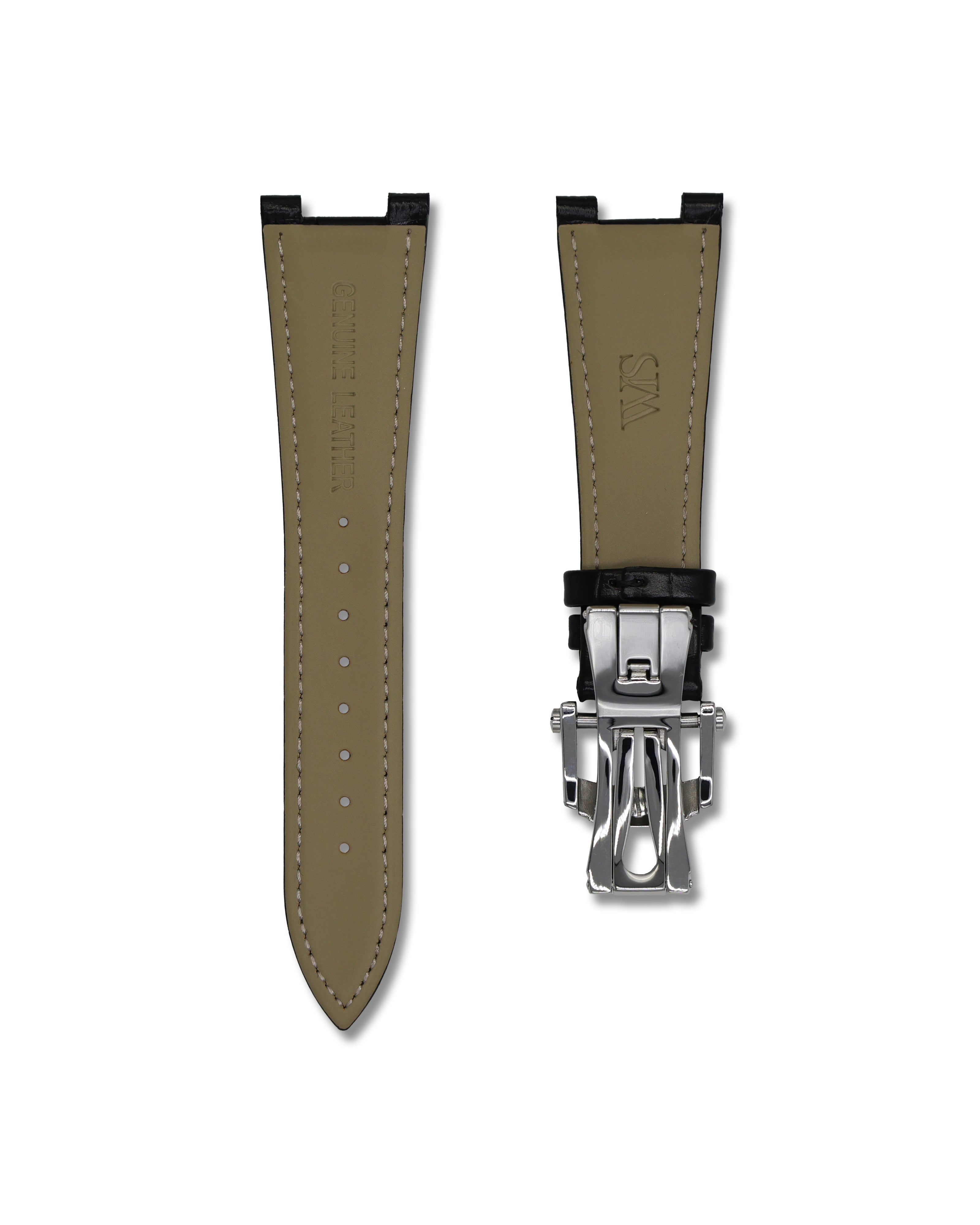 Patek Philippe Nautilus Black Alligator Leather Watch Strap | WIS Watch Straps