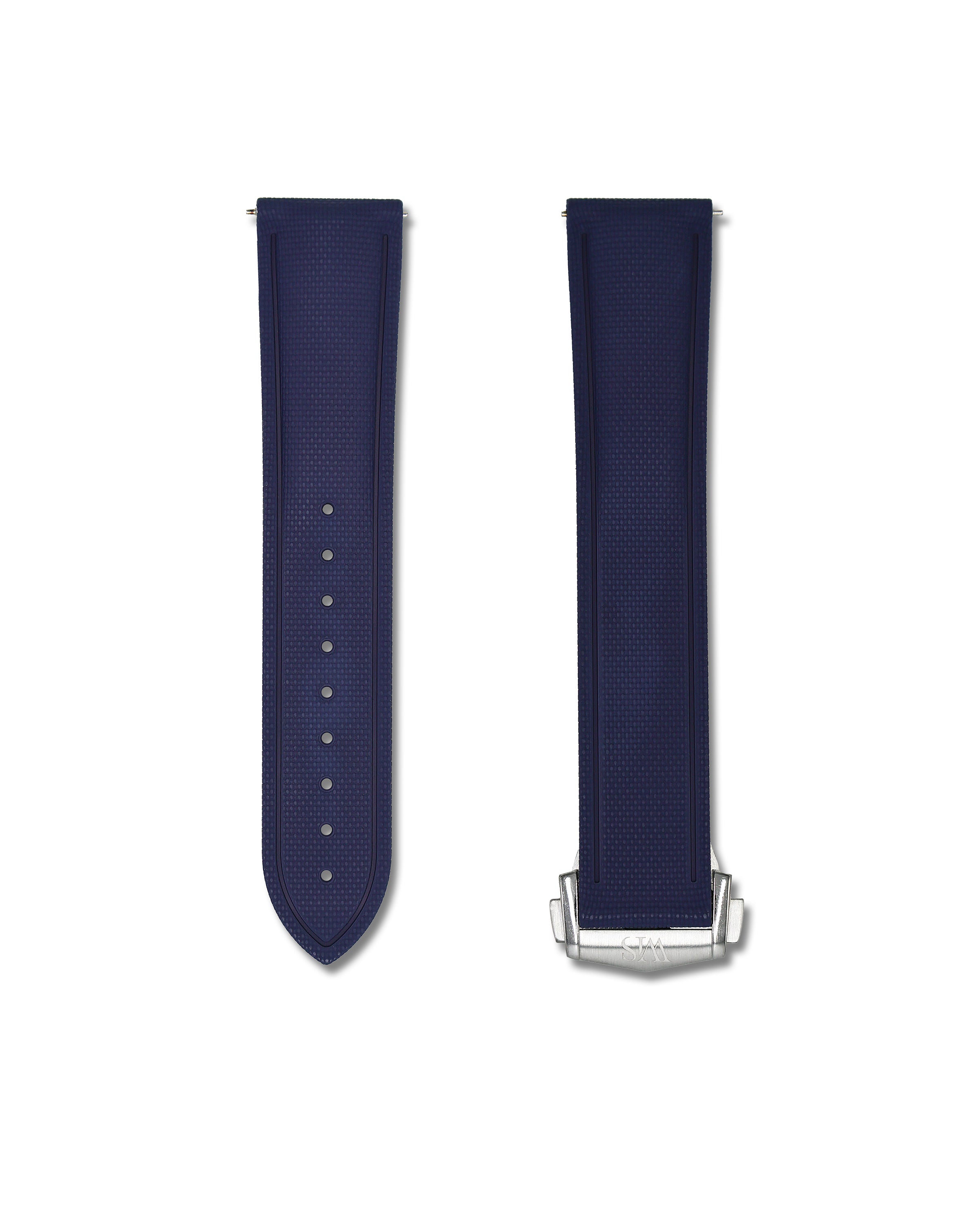 Blue Deployant Clasp Sailcloth Rubber Quick Release Watch Band | WIS Watch Straps