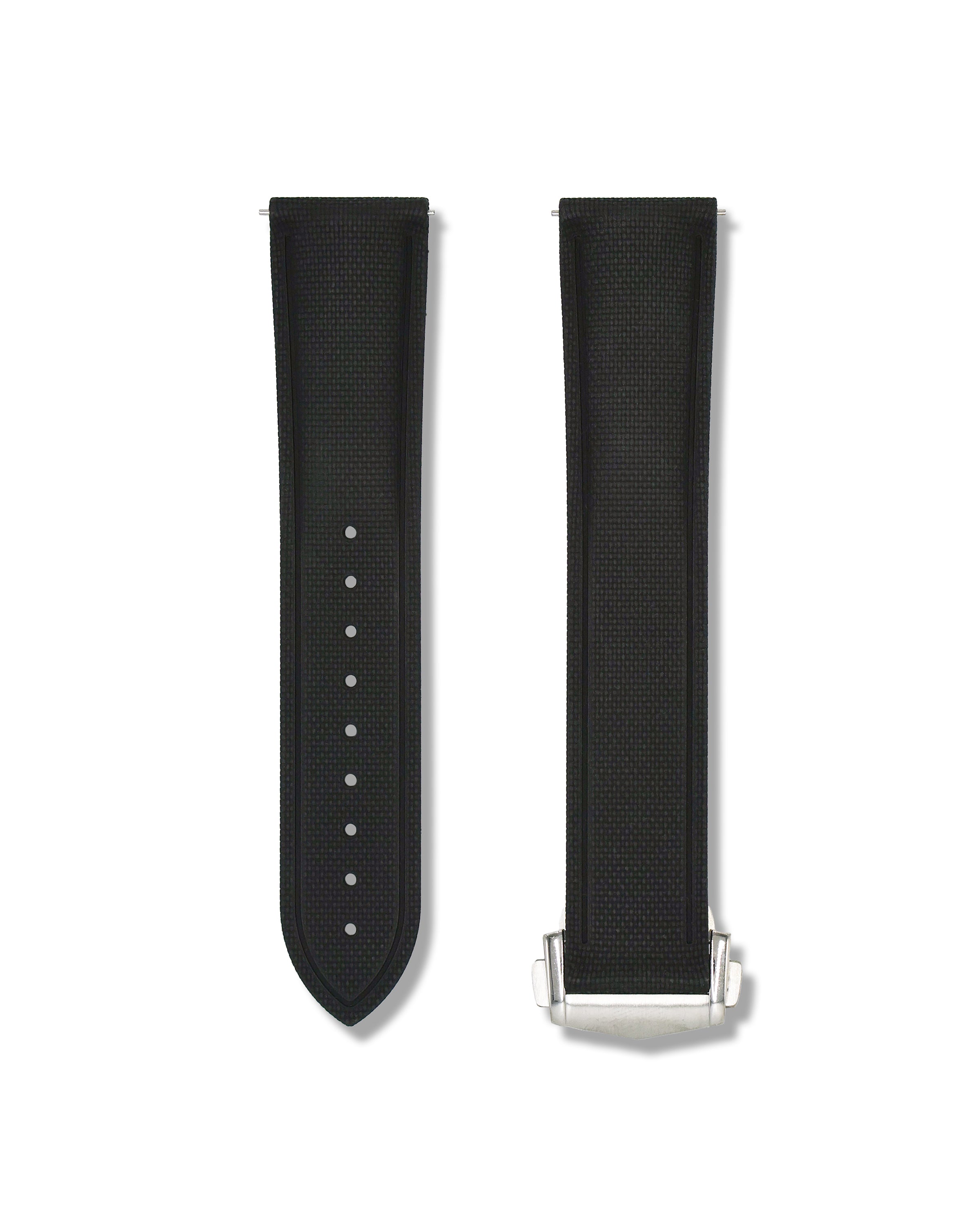 Black Textured Rubber Watch Strap Quick Release 20mm | WIS Watch Straps