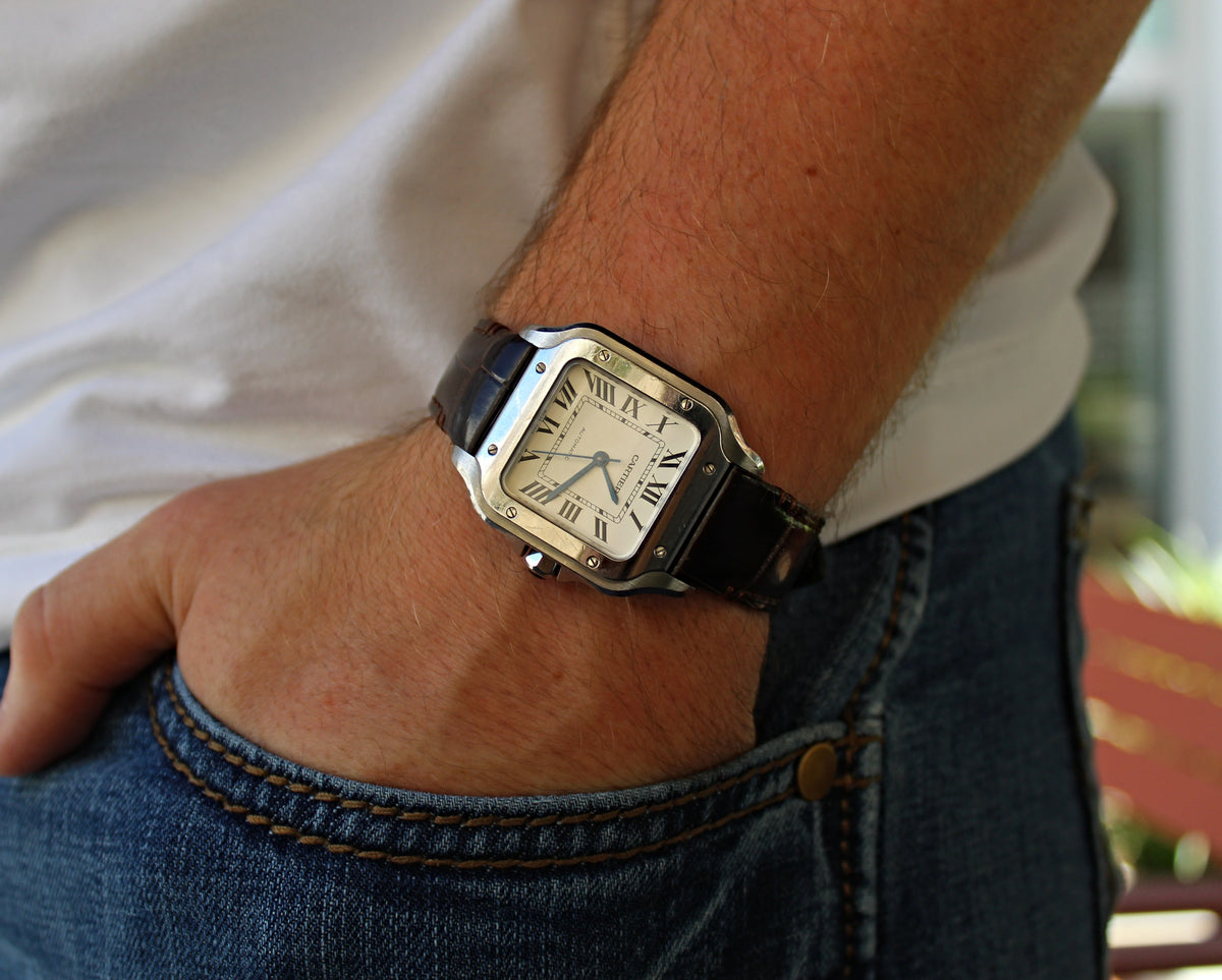 Cartier Santos Brown Crocodile Leather Watch Band | WIS Watch Straps