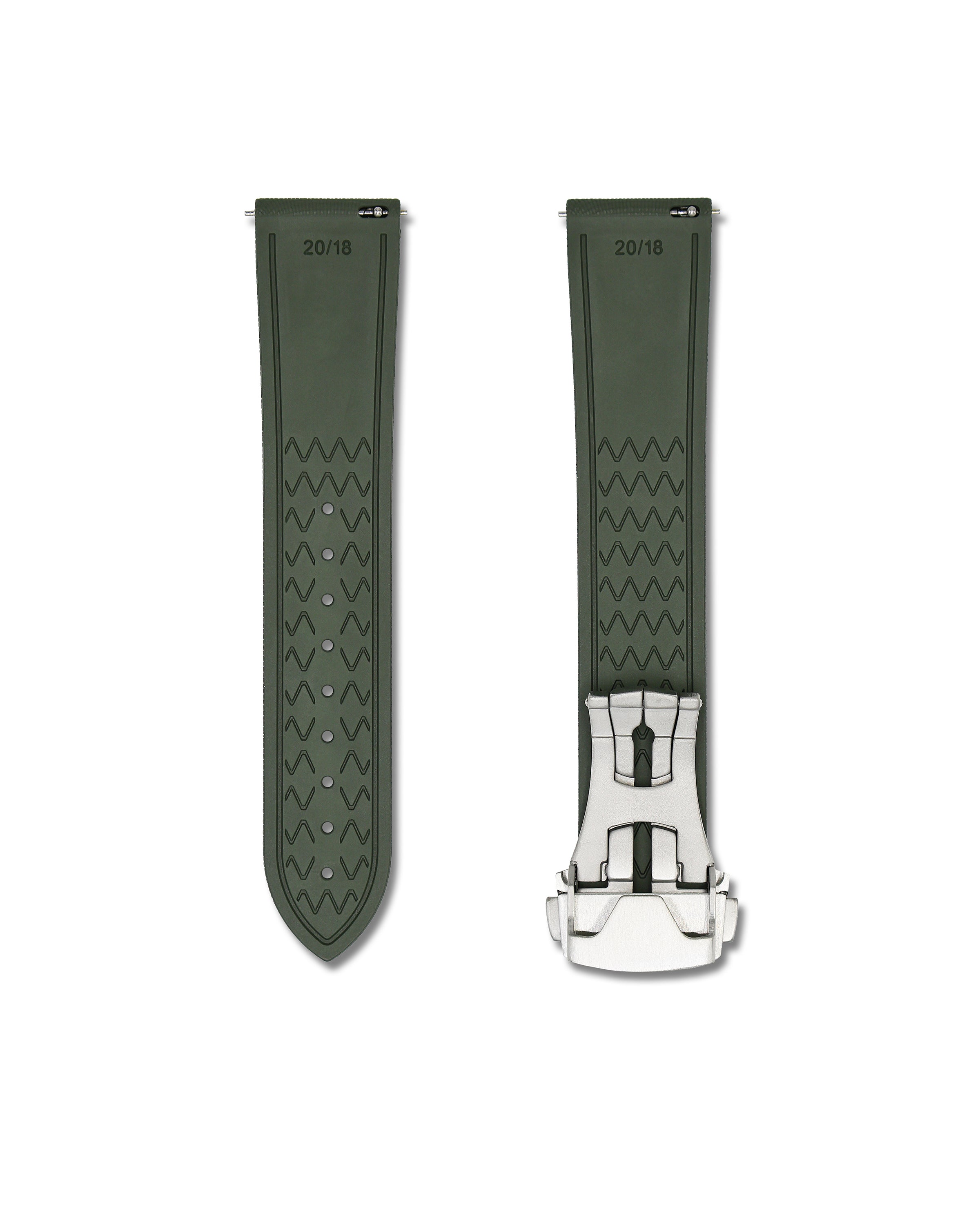 Green Deployant Clasp Sailcloth Rubber Watch Band | WIS Watch Straps