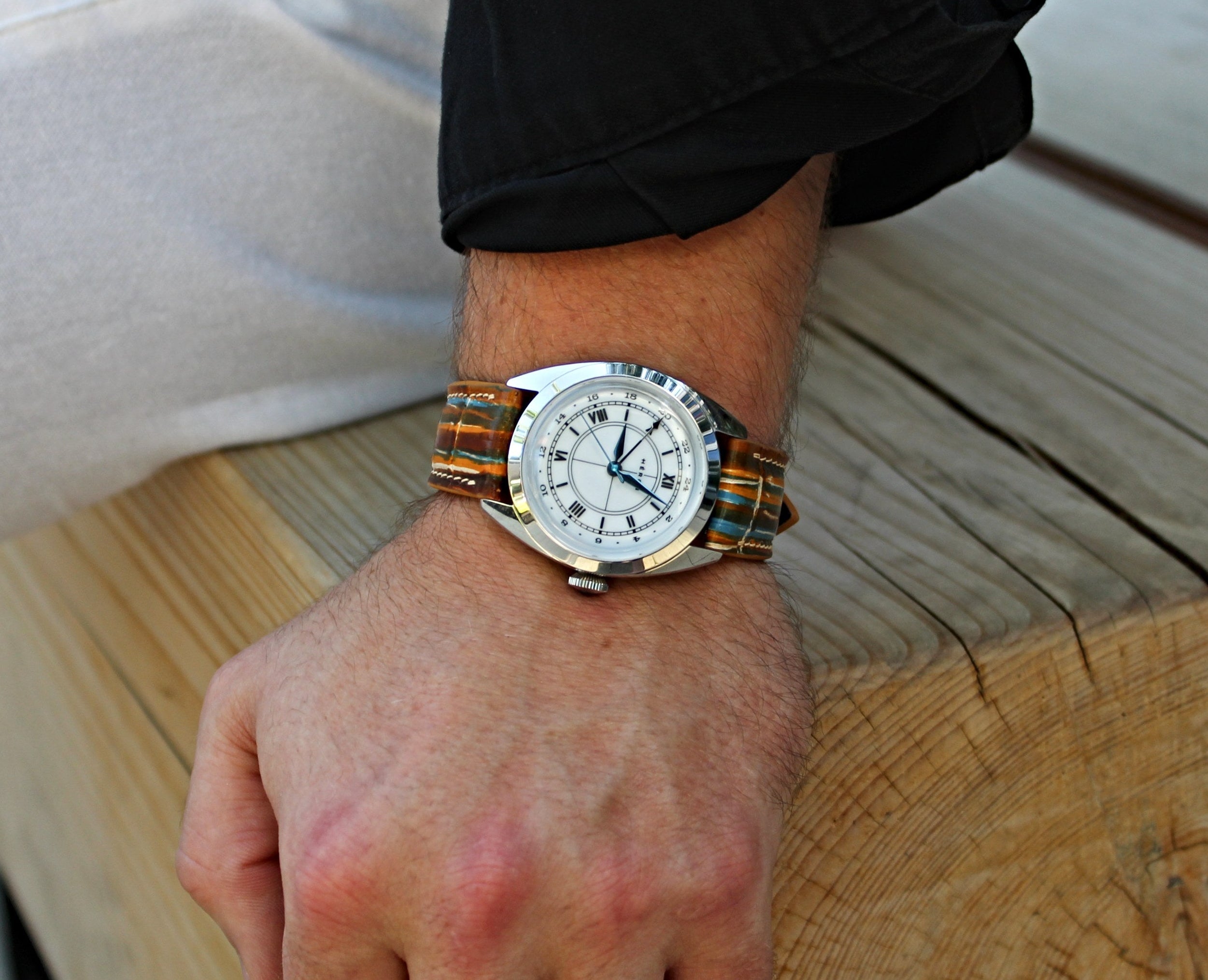Painted Watch Strap Handmade Alligator Leather | WIS Watch Straps