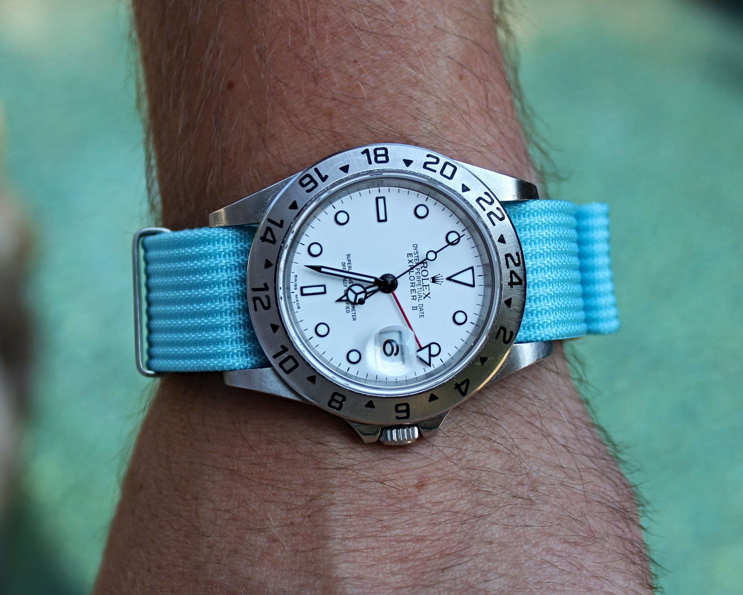 Miami Blue Nylon Watch Band 20mm on Rolex | WIS Watch Straps