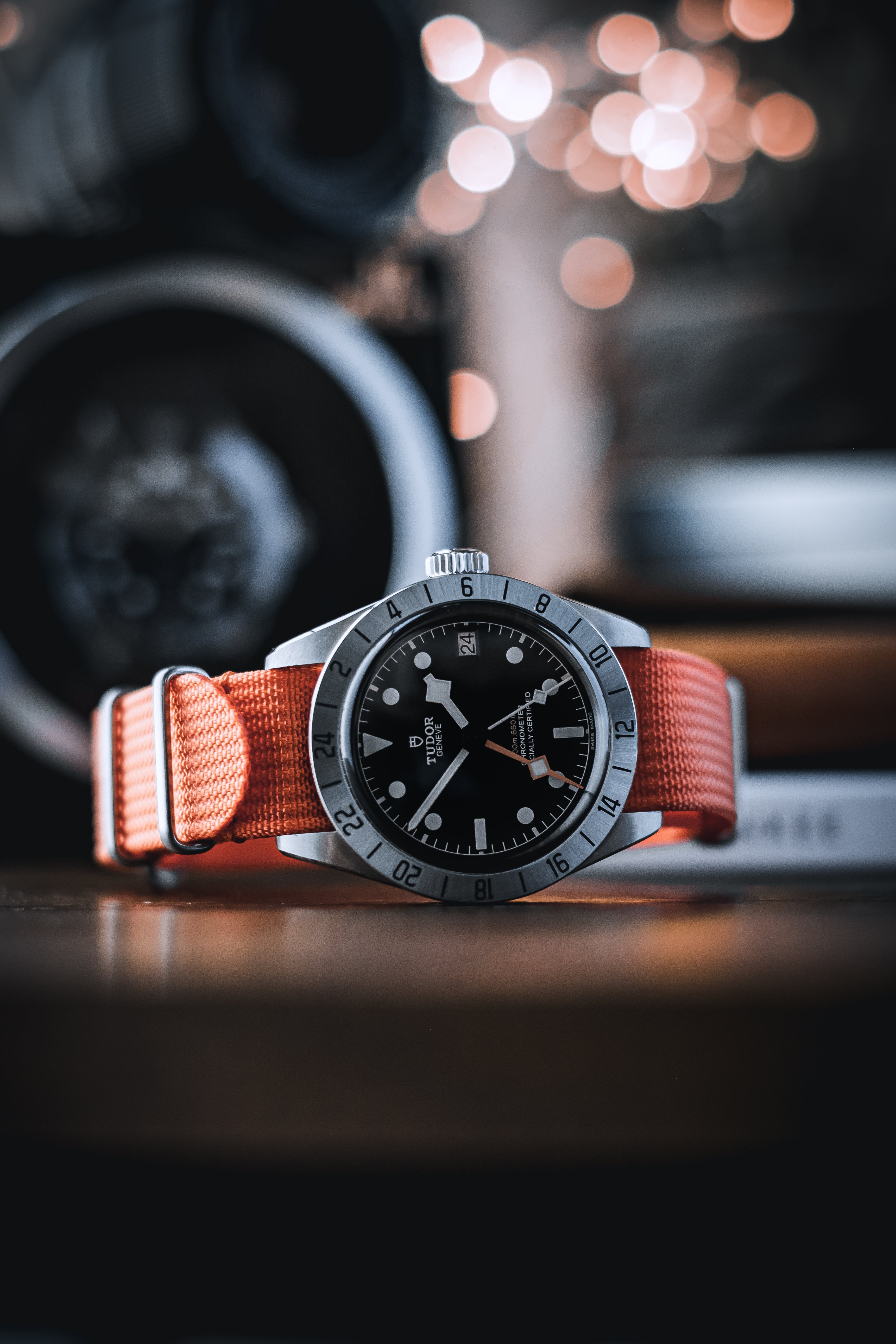 Correa de reloj Nato para Tudor Pelagos, color naranja mandarina