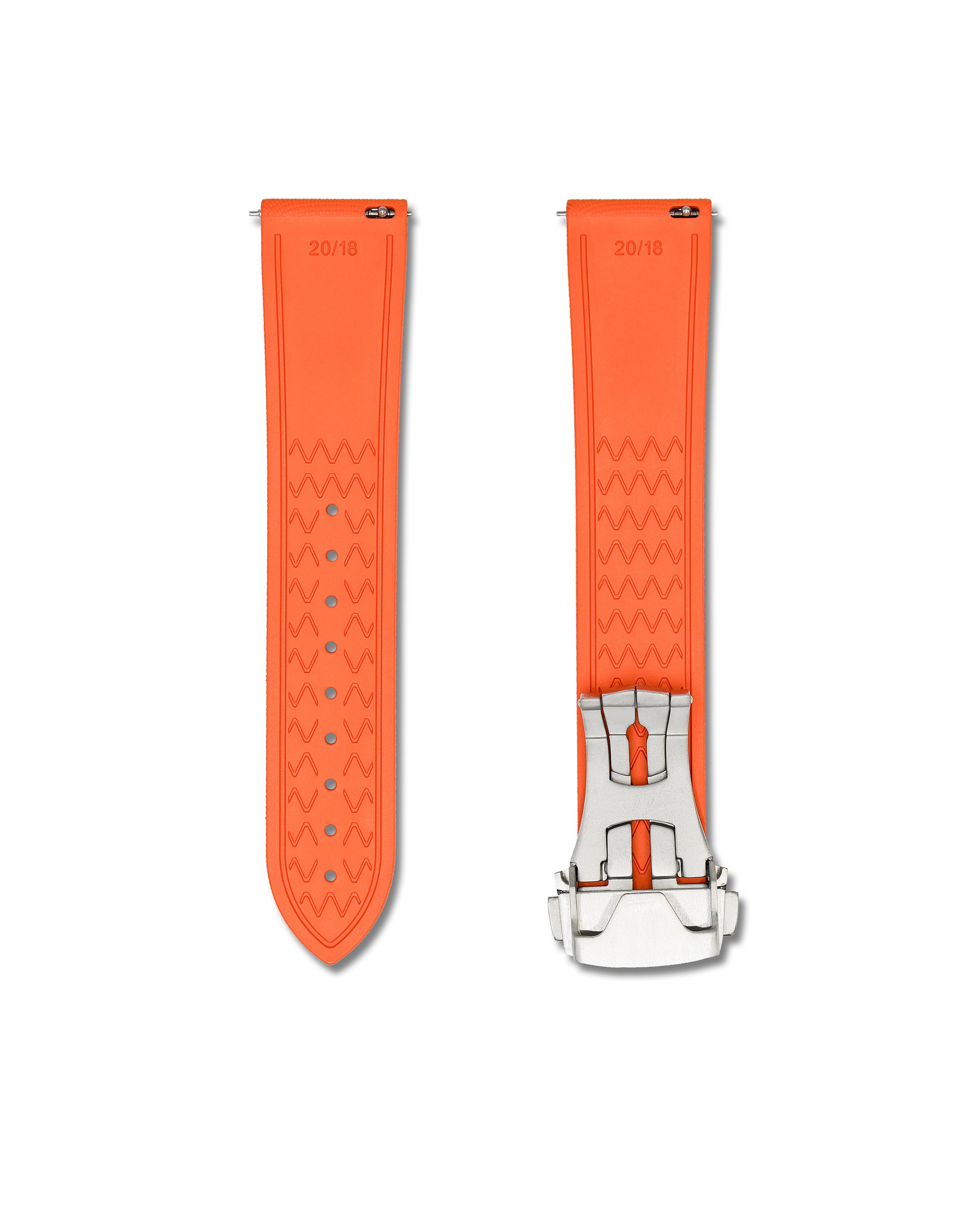 Orange Deployant Clasp Sailcloth Rubber Watch Band | WIS Watch Straps