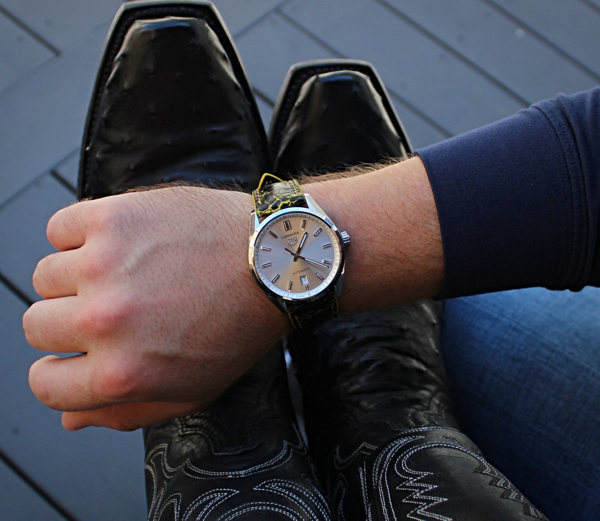 Bumblee Yellow and Black Ostrich Leather | WIS Watch Straps