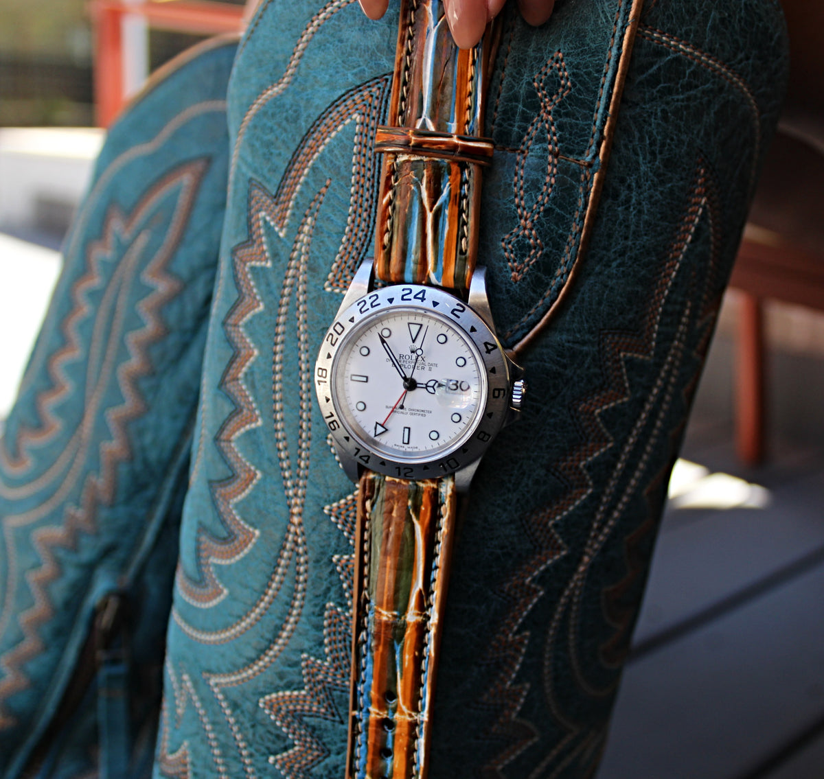 Painted Alligator Leather Watch Band | WIS Watch Straps