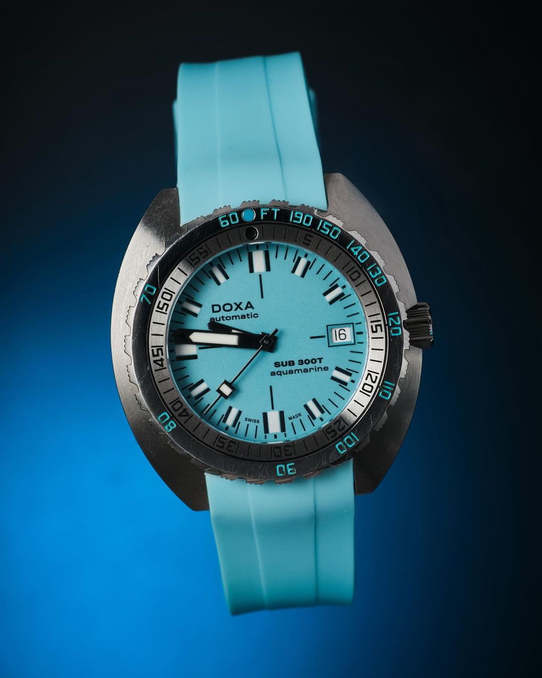 Correa de caucho azul glaciar para Doxa Sub 300T