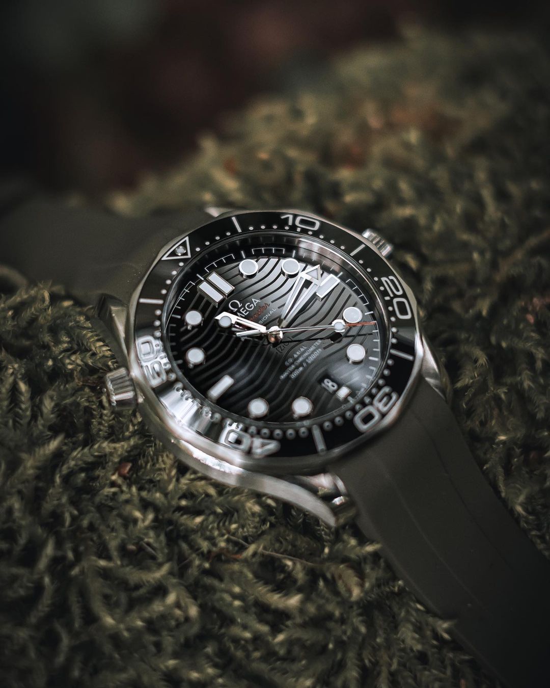Correa de caucho negra Tuxedo para Omega Seamaster