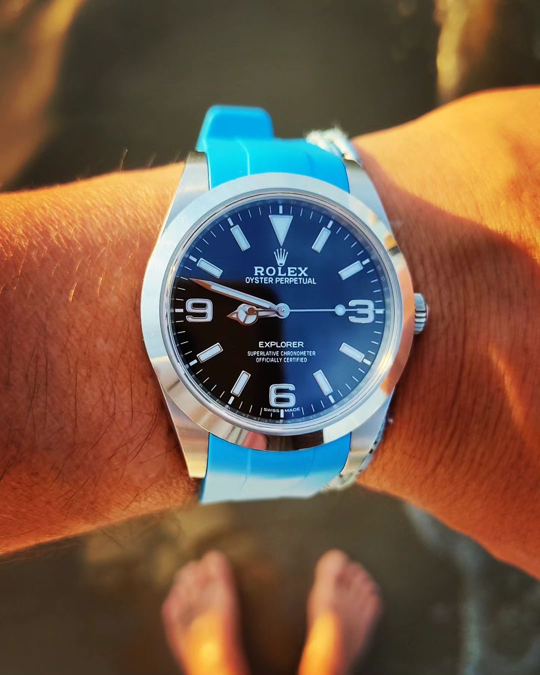 Miami Blue - Rubber Watch Strap For Rolex Explorer